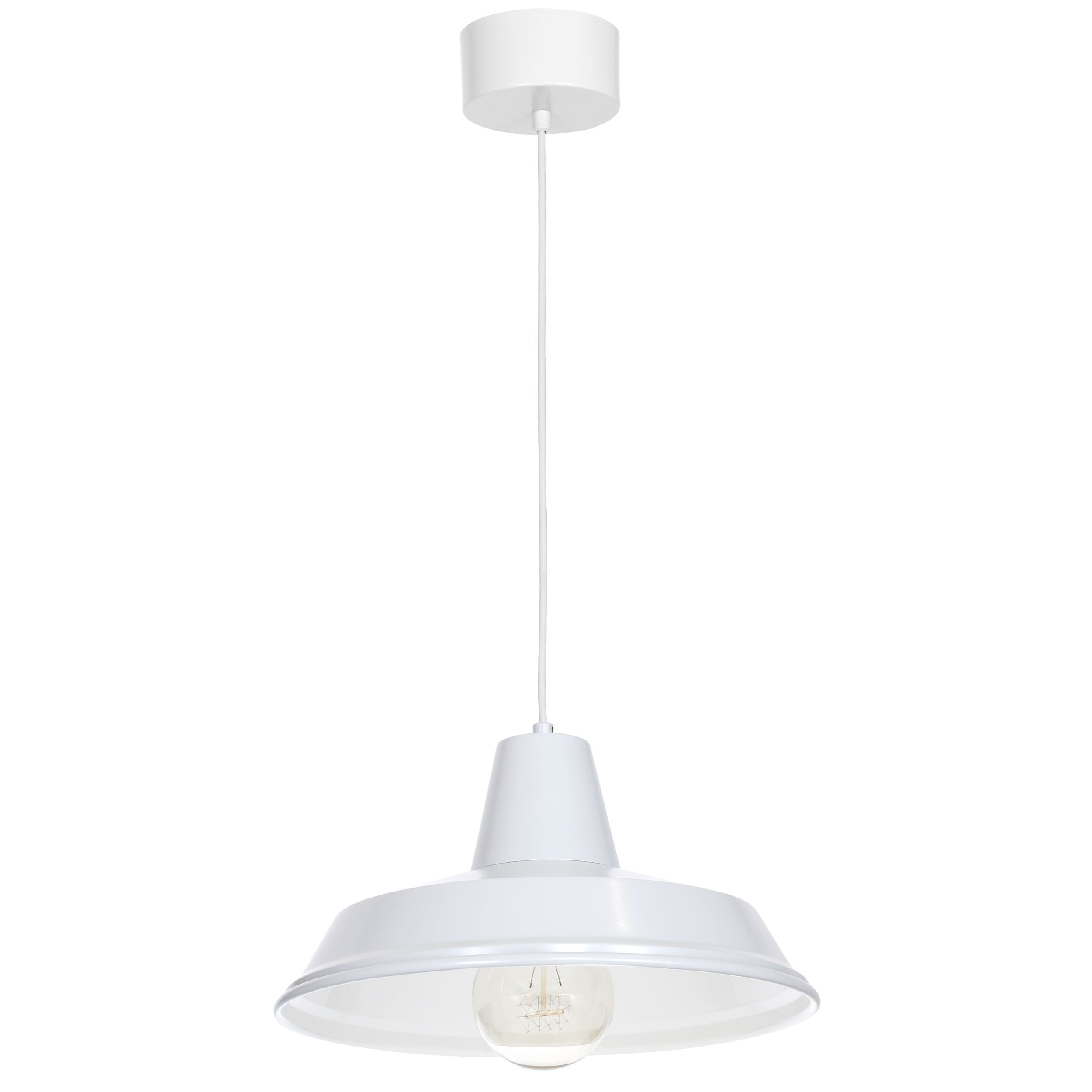 Suspension blanc Mid Century métal rond Ø36cm