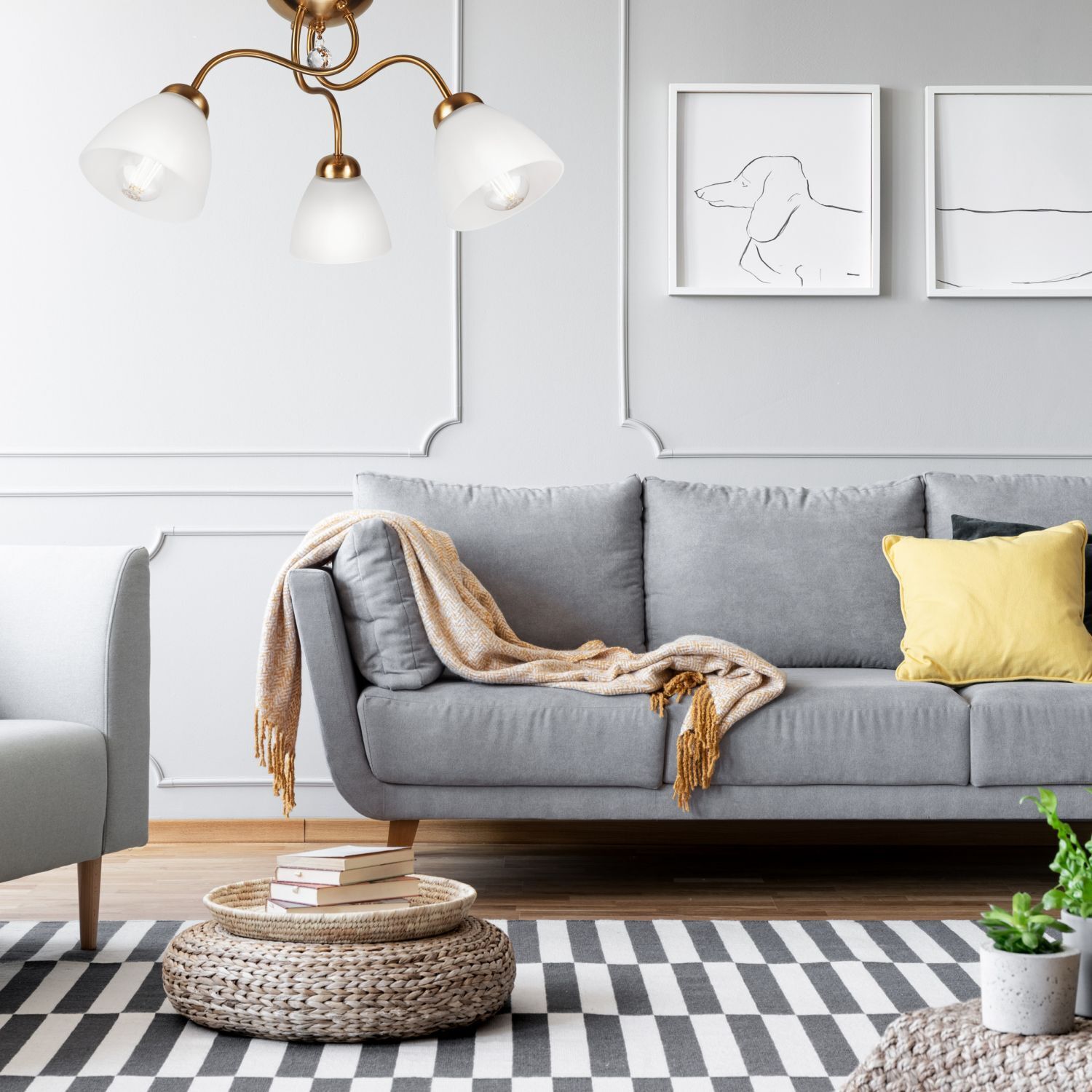 Lampe de plafonnier Blendarme métal verre 3-flamme E27 Antique Dekoration für Zuhause, Lampe, Couch, Mobiliar, Malerei