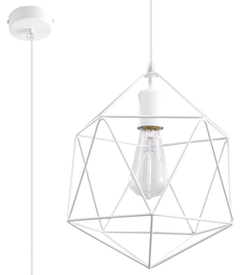 Lampe à suspendre Blanc fil Ø 30 cm géométrique rétro