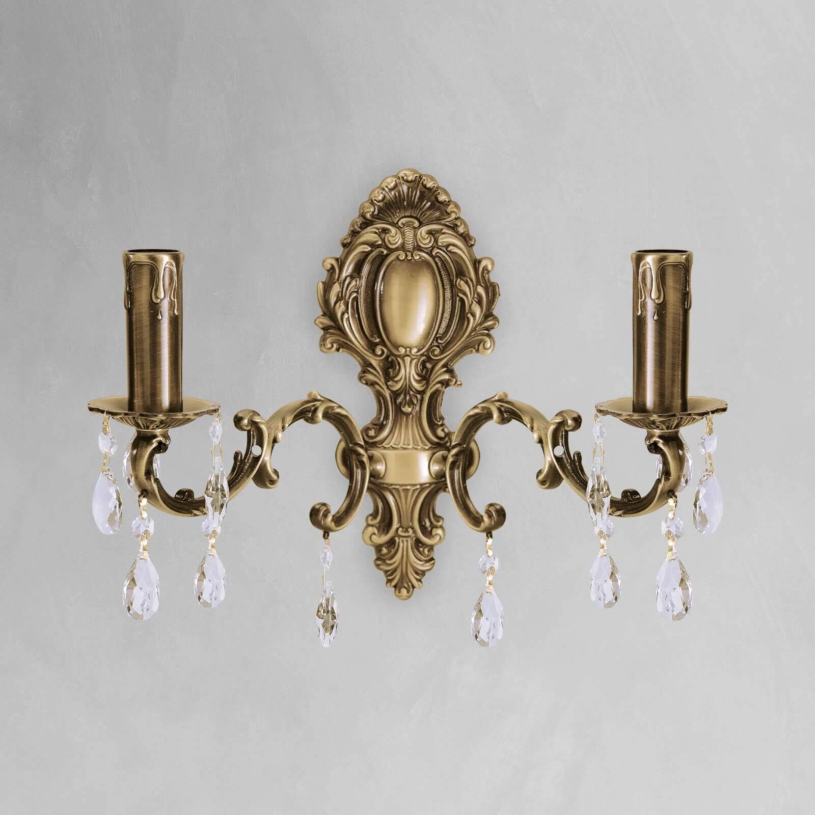 Applique murale laiton cristal L : 39 cm en bronze clair 2x E14