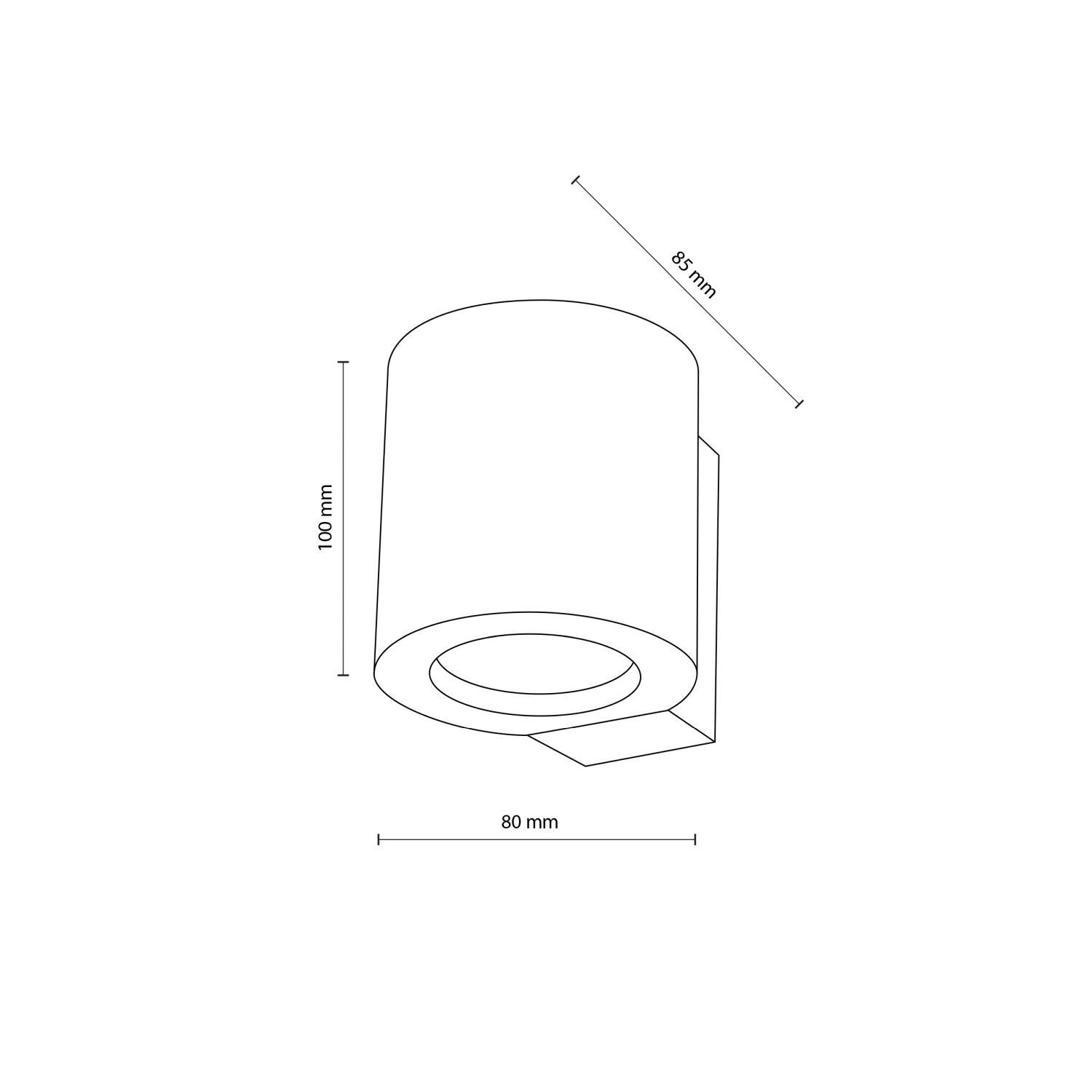 Applique murale bois métal GU10 H : 8,5 cm petit downlight