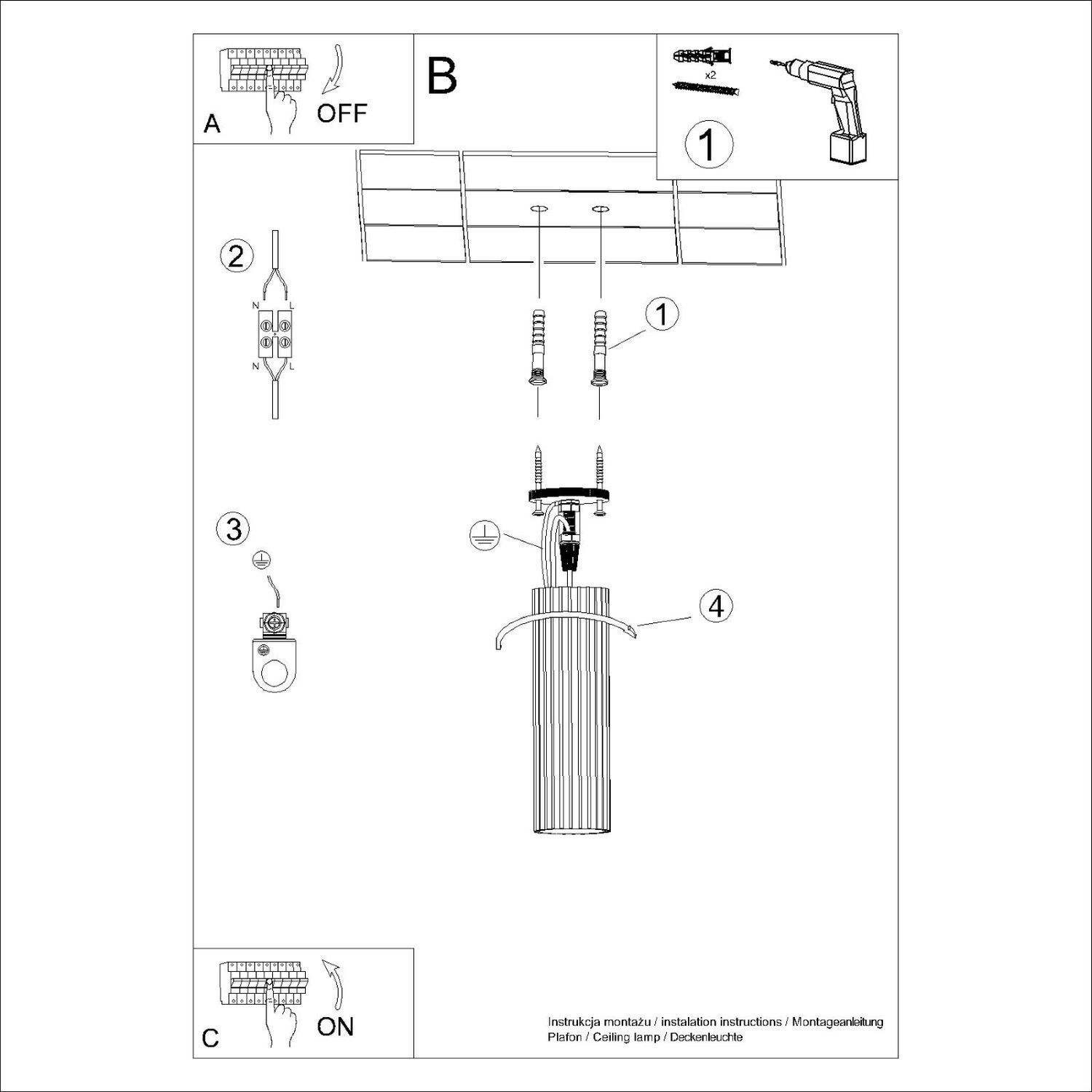 Plafonnier GU10 Ø 6,5 cm étroit H : 20 cm en or apparent