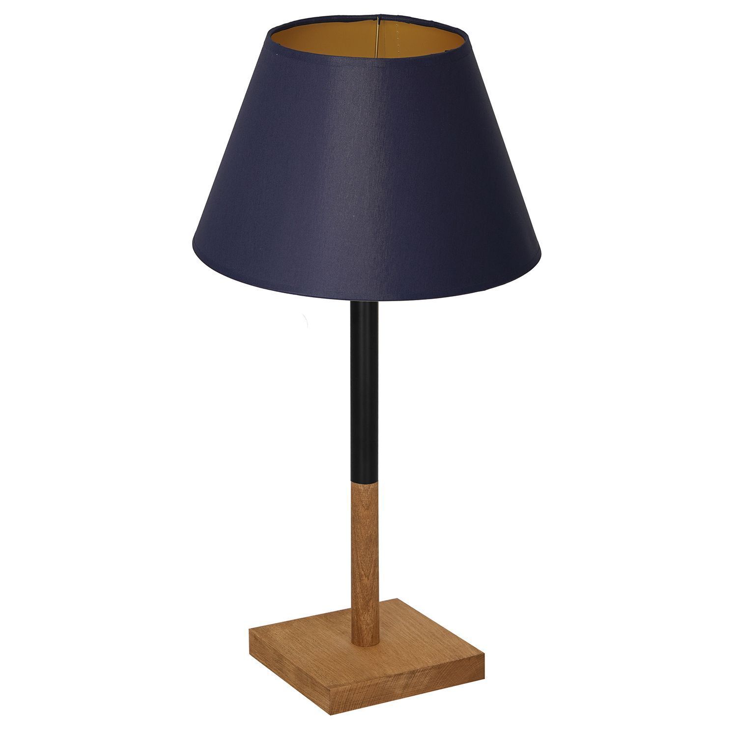 Lampe de chevet tissu bois bleu naturel or 56 cm E27