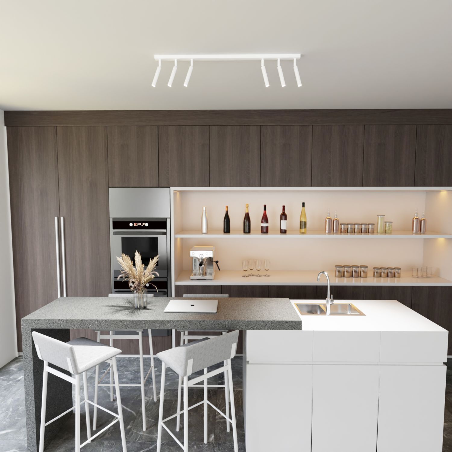 Spot de plafond flexible métal 90 cm allongé G9 blanc