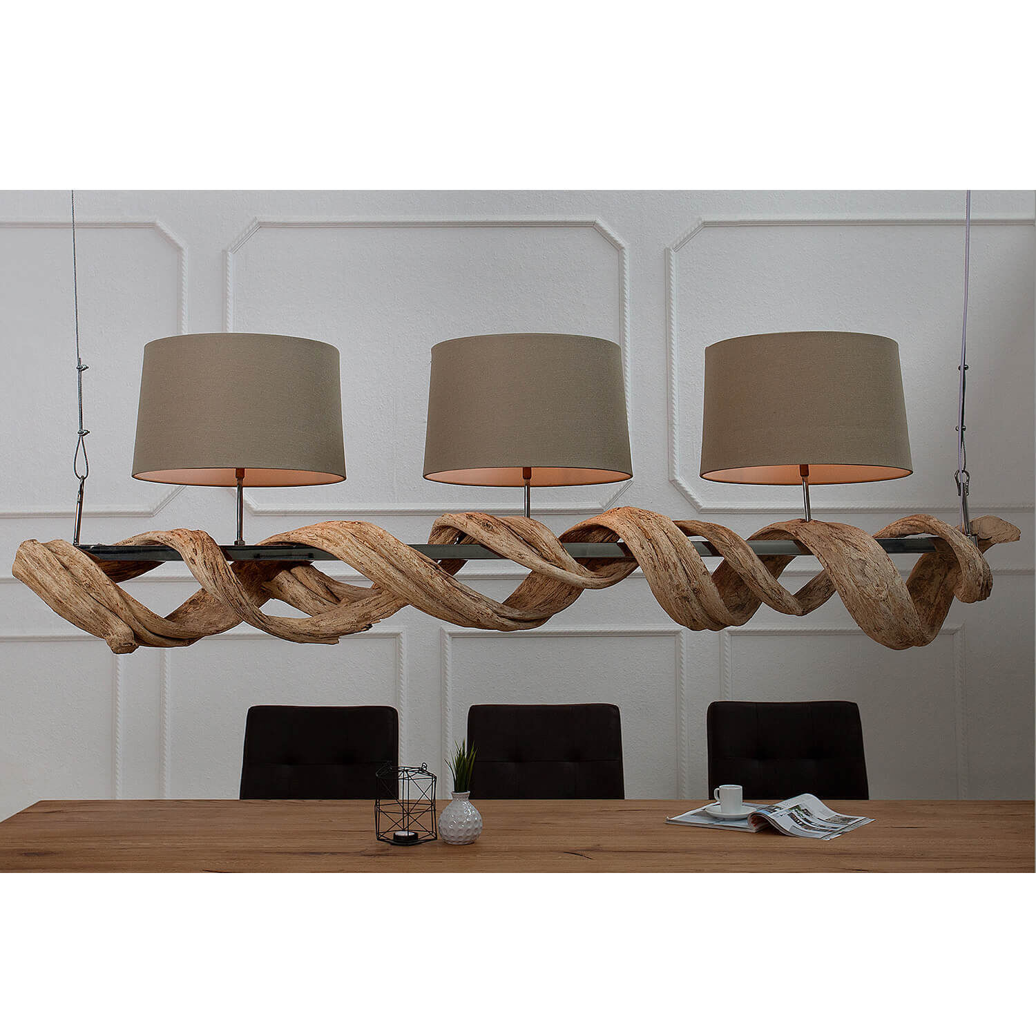 Longue suspension Moderne en bois véritable Salle à manger