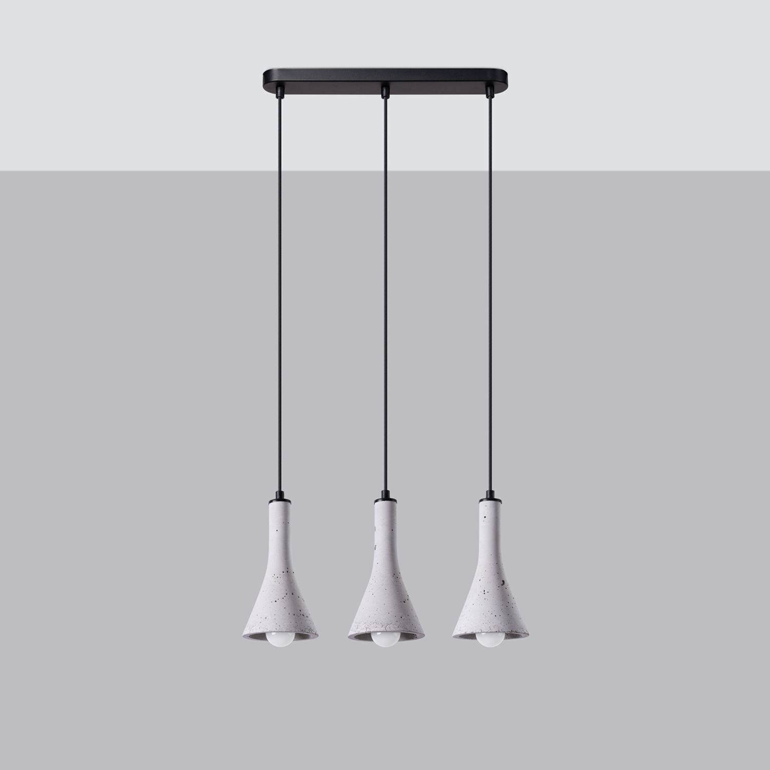 Pendelleuchte Beton Grau Schwarz E14 46 cm 3-flammig Pendelleuchte, Drei-Licht, Kegelform-Schirm, Hängeleuchte, Betonoptik