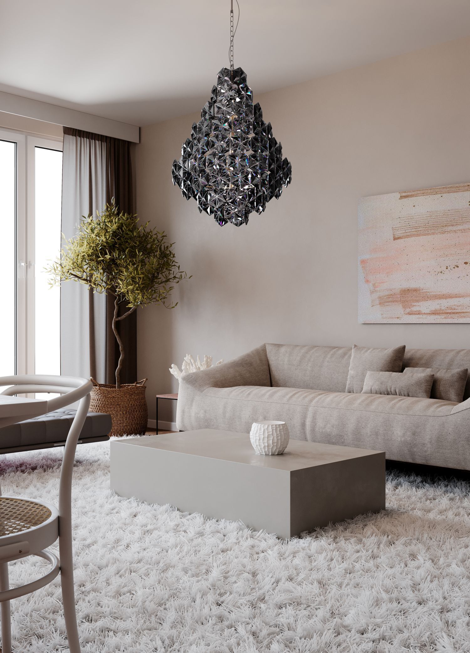 Dekoration für Zuhause, Tabelle, Kronleuchter, Teppich, Wohnzimmer