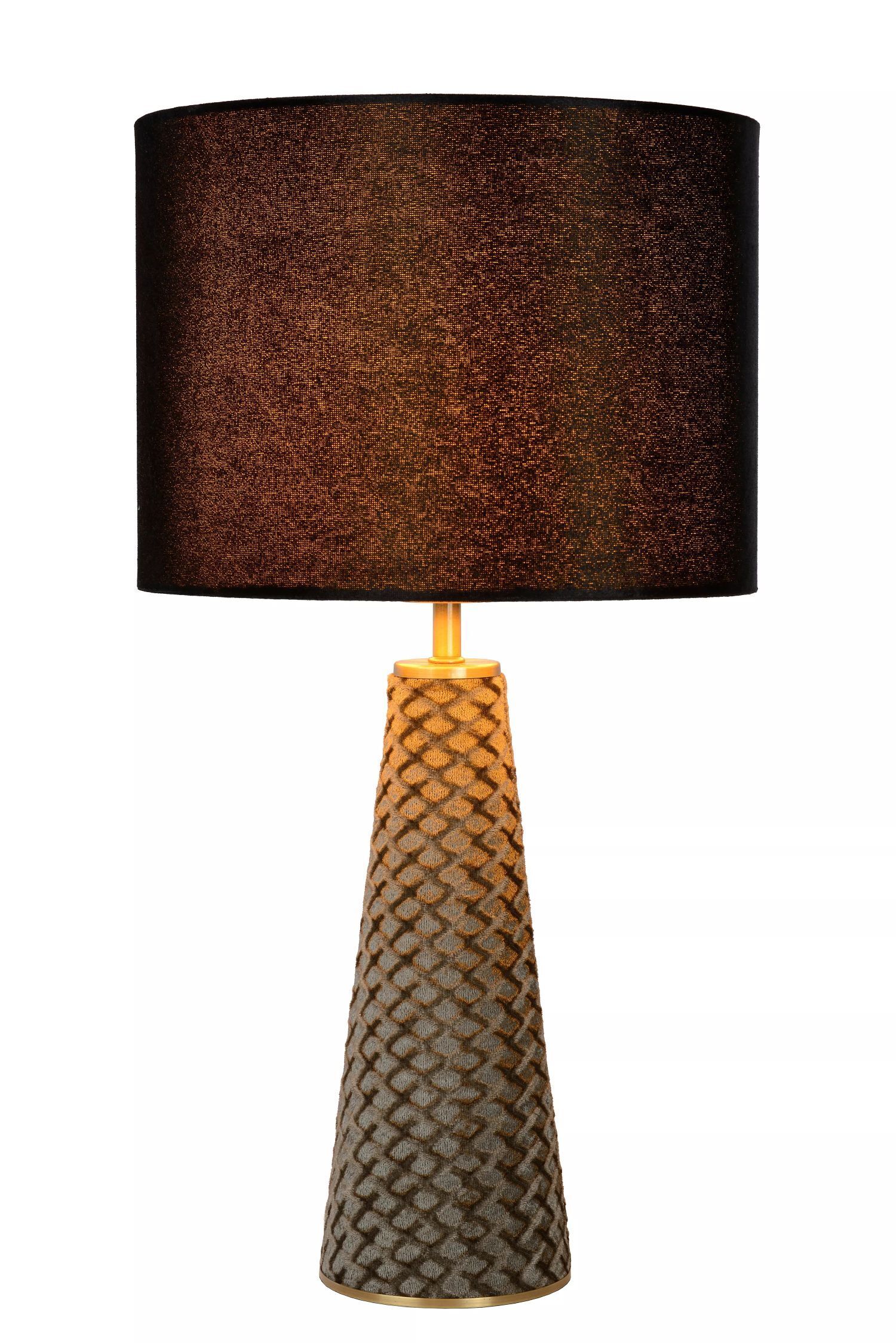 Tischleuchte Modern Stoff Metall Grau Schwarz E27 47 cm Lampe, Tischlampe, Lampenschirm