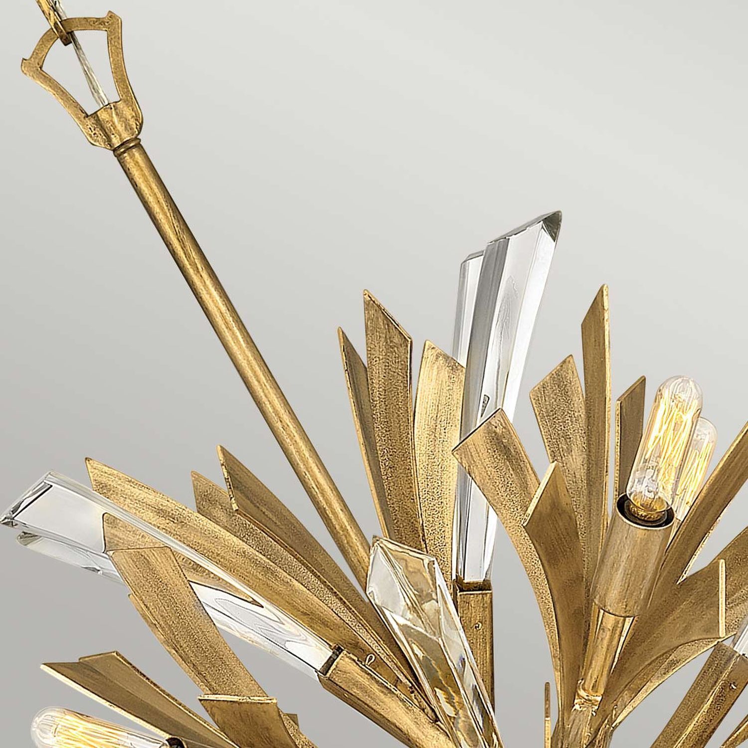Lampe à suspendre métal cristal en or bruni Ø 55,9 cm grande