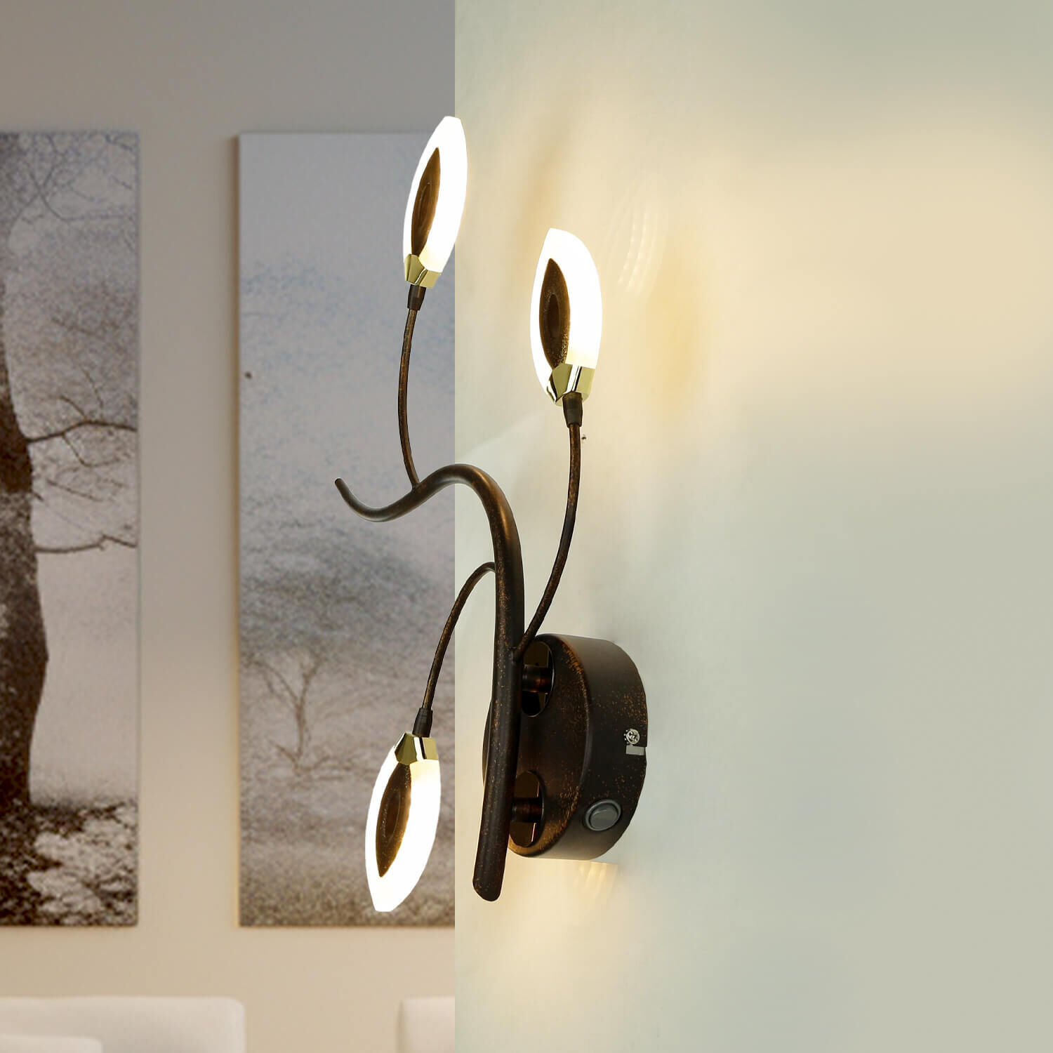 Applique murale LED GORI Marron rouille Floral Moderne