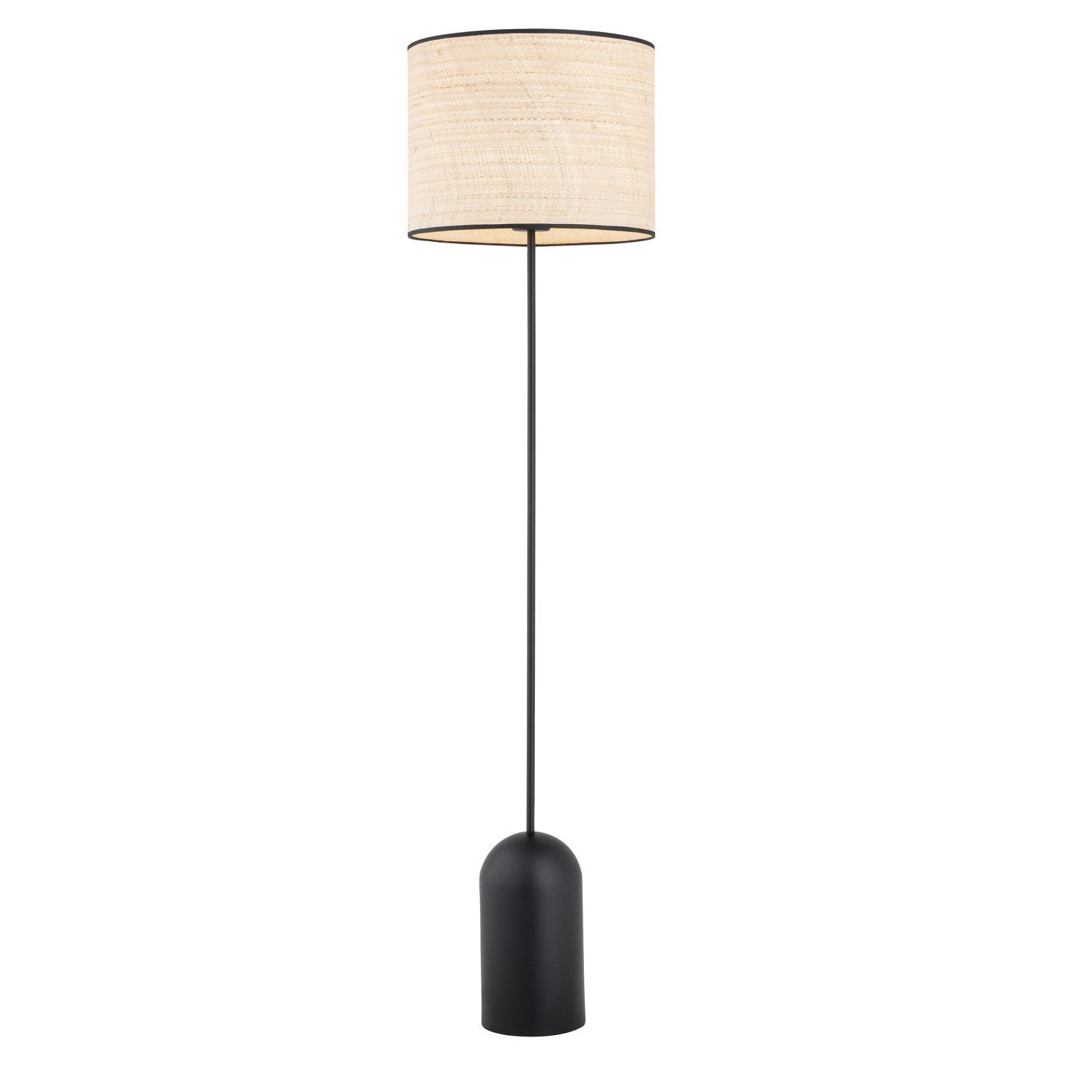 Lampadaire Rotin Métal E27 142 cm Noir Naturel Moderne