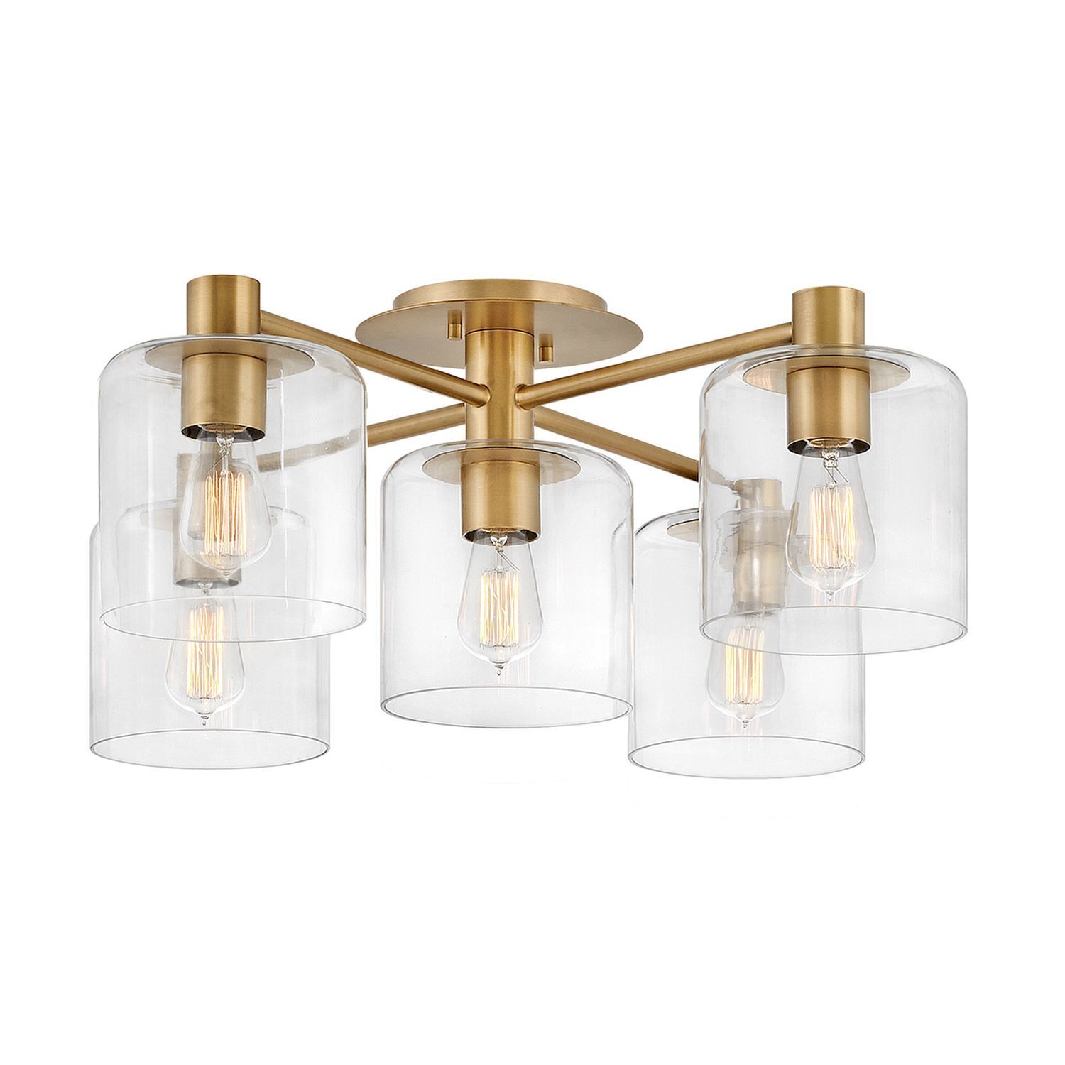 Lampe de plafonnier verre métal E27 80,8 cm de large en laiton antique