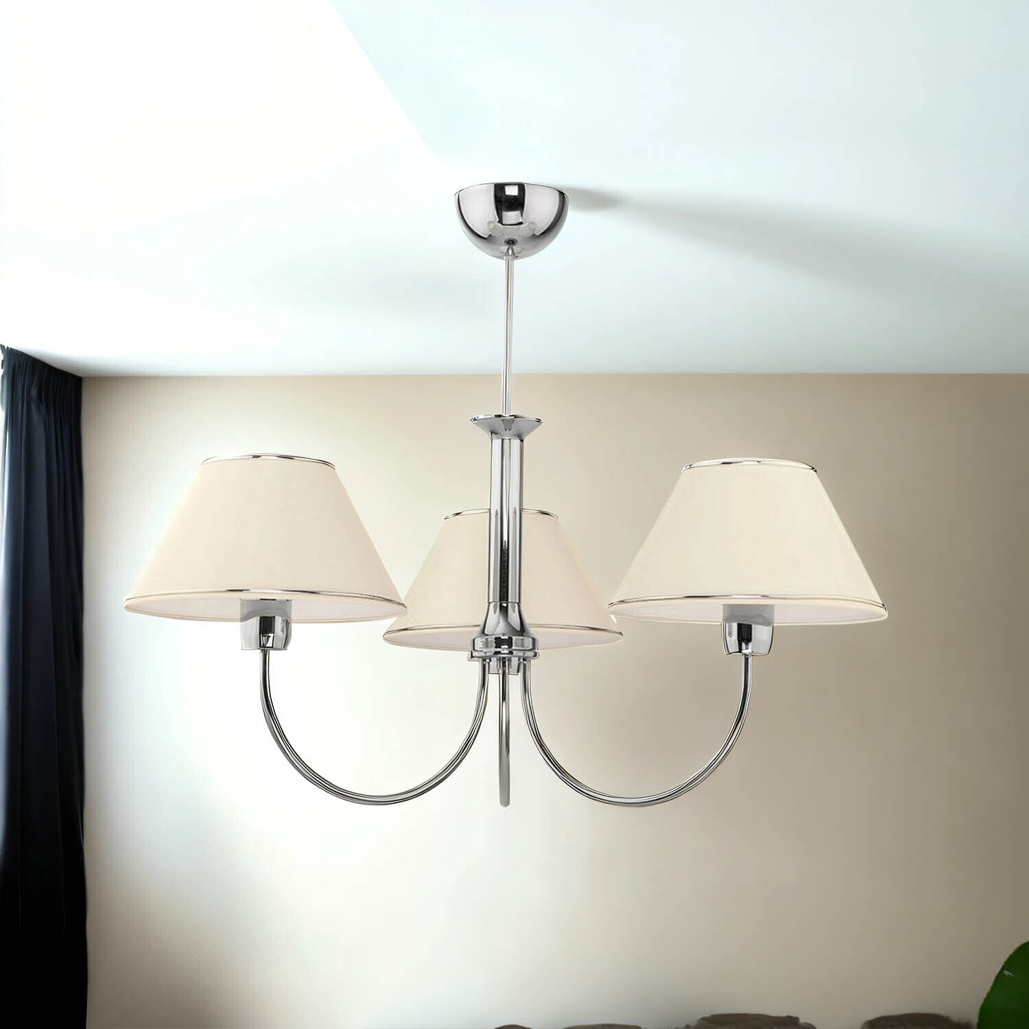 Lustre SELUSSA Blanc Chrome Ø68cm Table de salle à manger Lampe, Kronleuchter