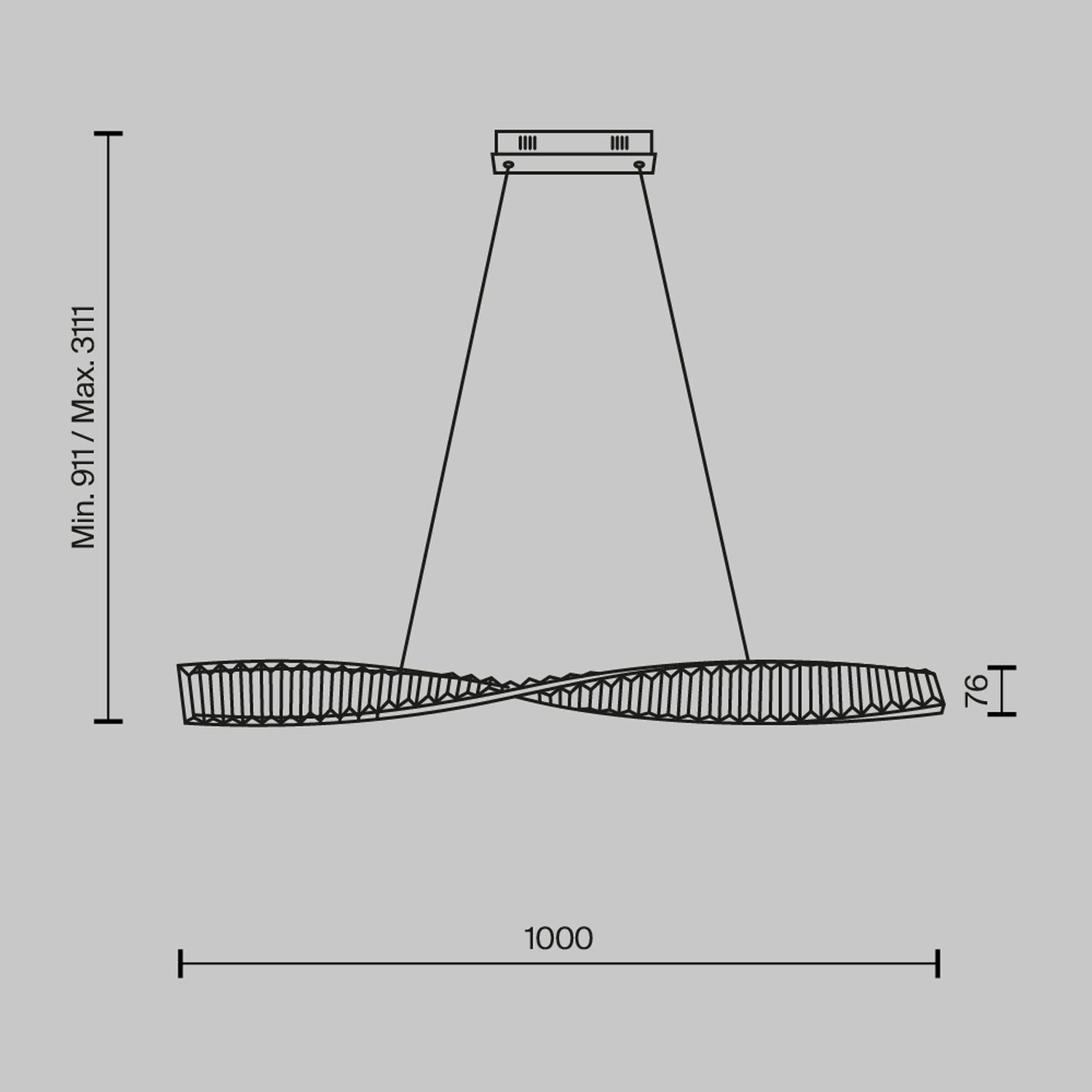 Suspension LED métal H : max. 311,1 cm en laiton