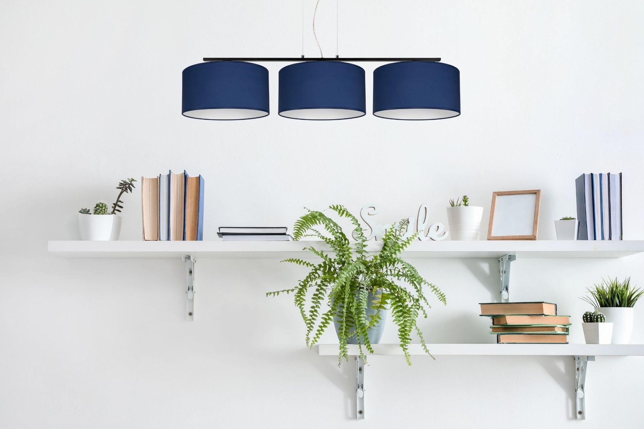 Blendarme Hängelampe Stoff Schwarz Blau E27 L:100 cm deko, regal, pflanze, lampe, bücherstapel