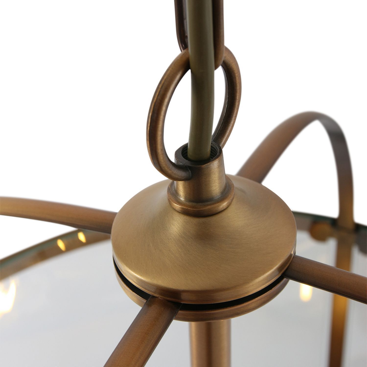 Lampe à suspendre verre métal en bronze L:31 cm E14 stylé