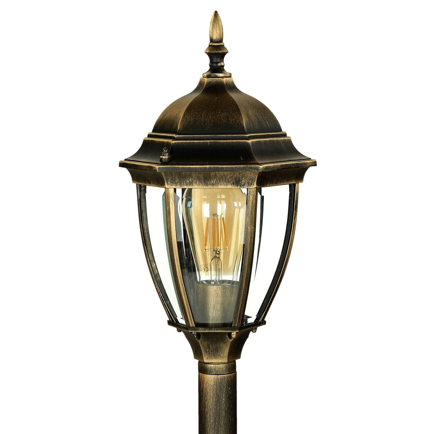 Lampe sur pied rustique jardin E27 or antique verre