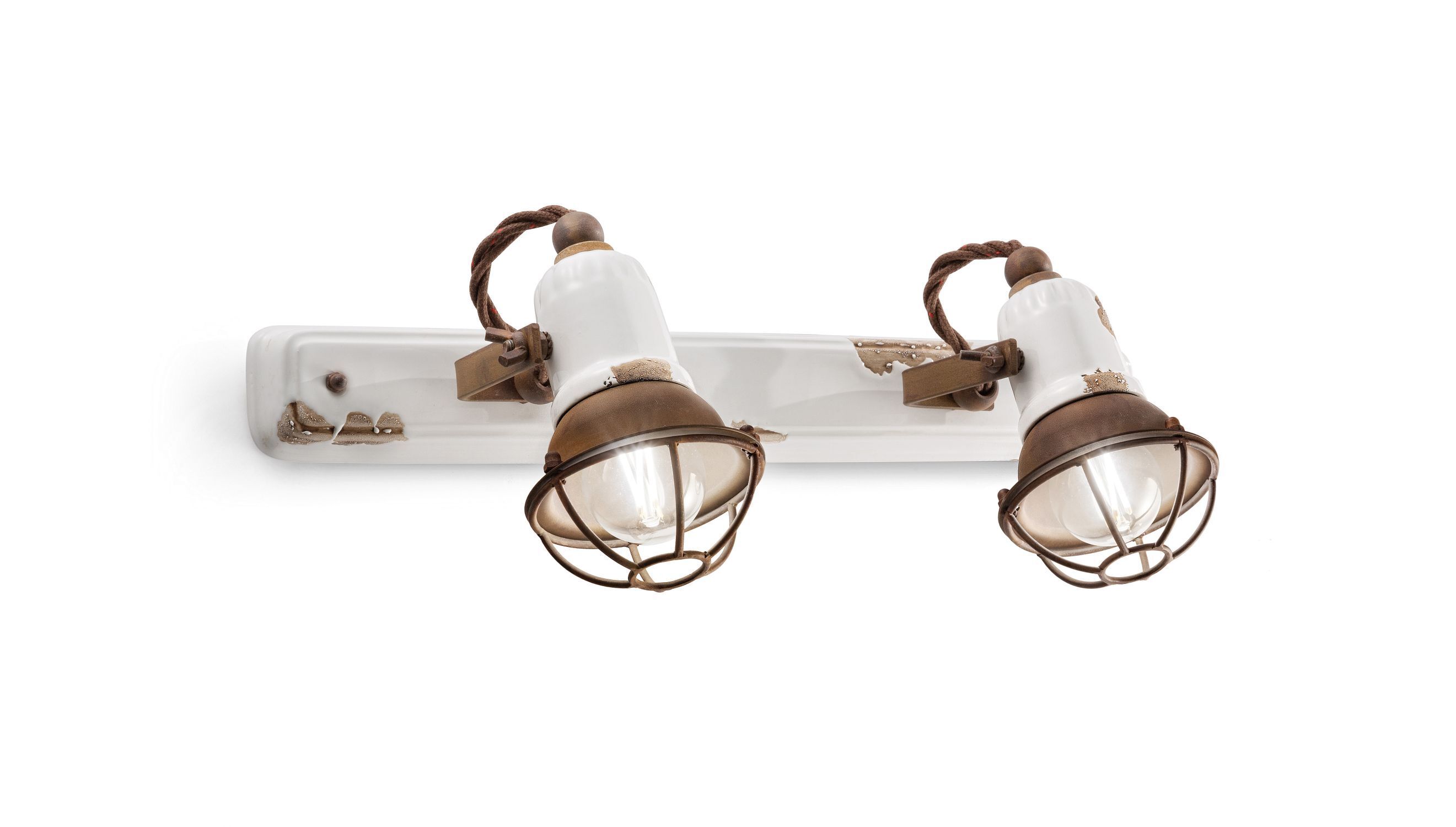 Spot mural métal céramique L : 41 cm E14 2 flammes Leuchte, Lampe