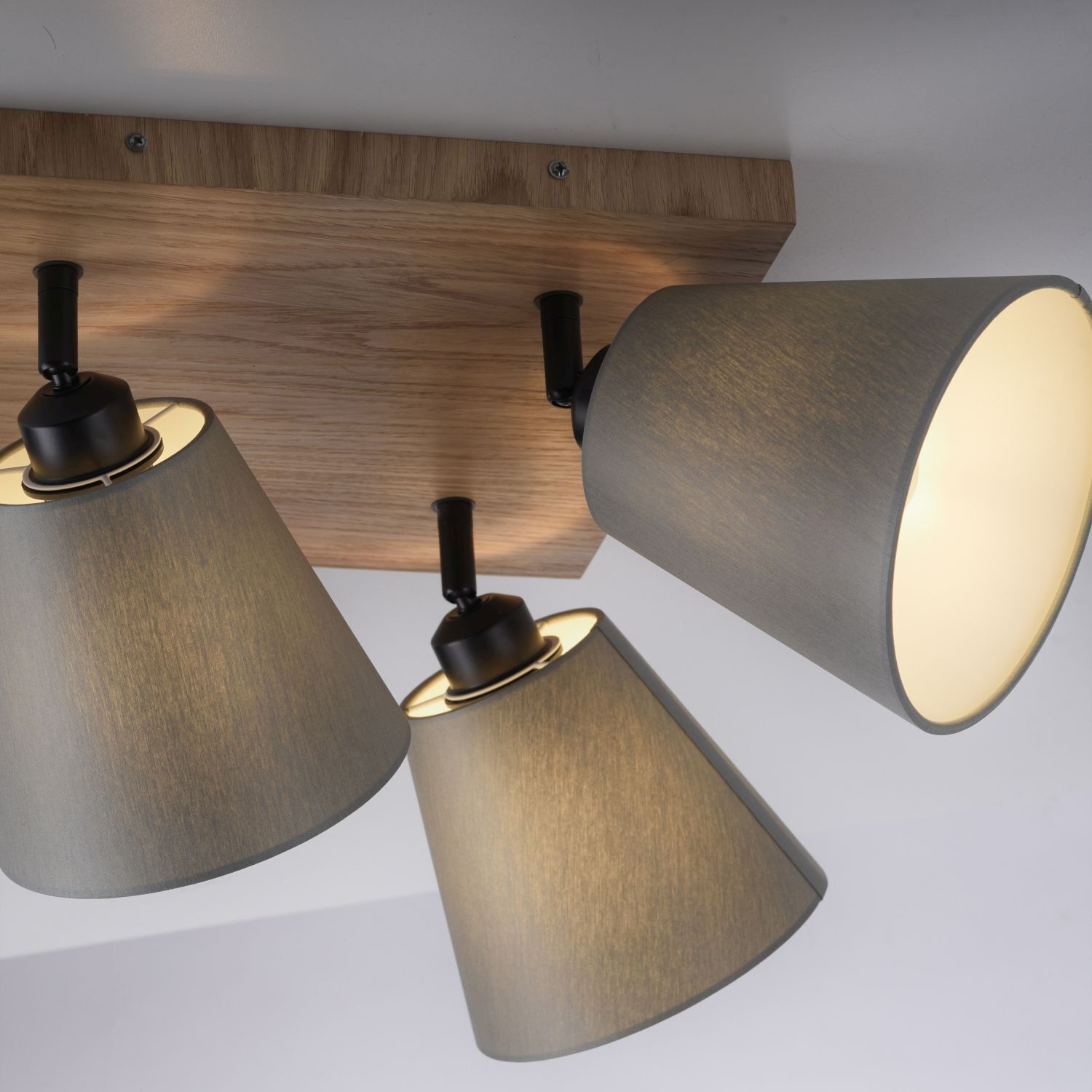 Spot de plafond tissu bois E27 L:59 cm mobile taupe naturel Lampe, Lampenschirm