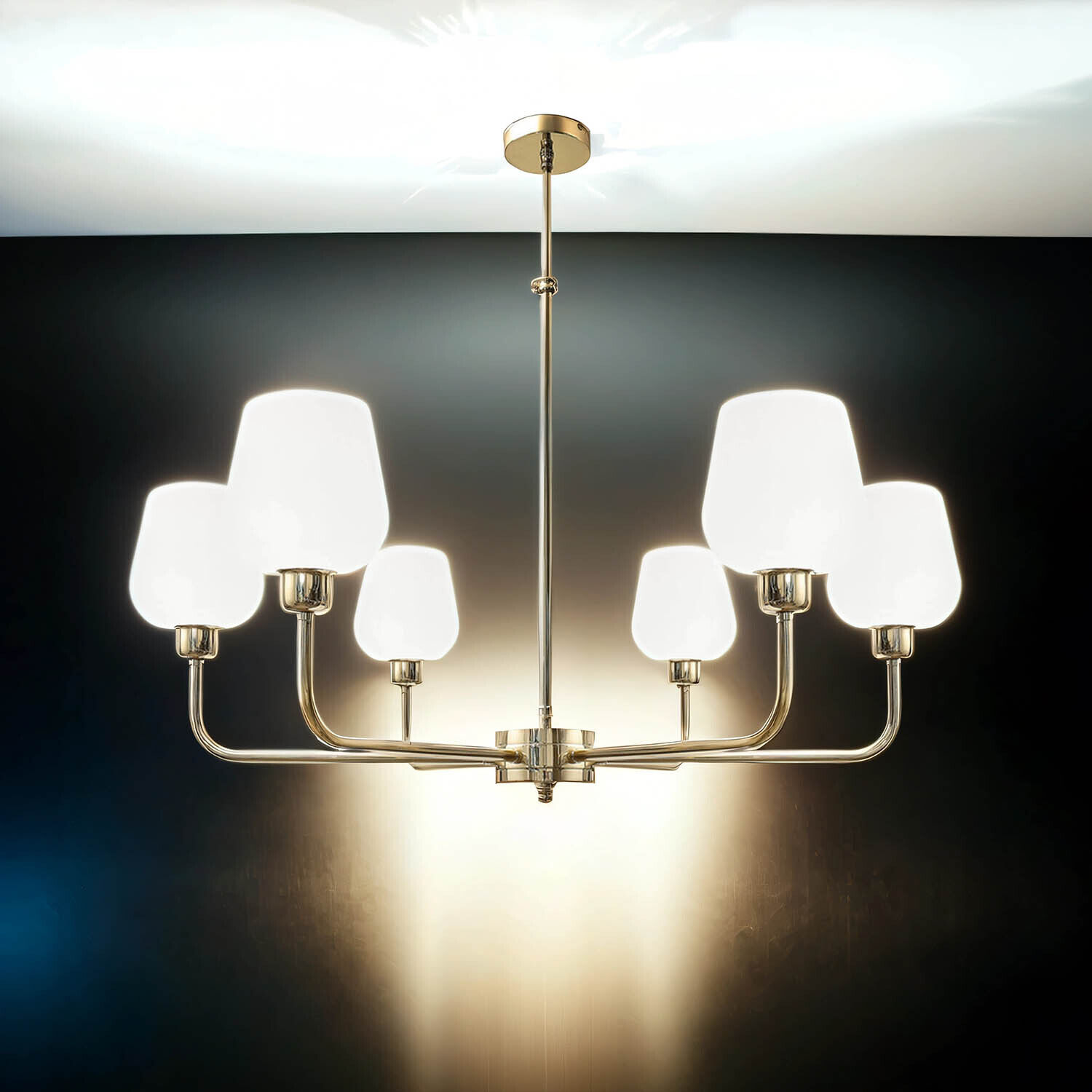 Lustre verre laiton Ø 81 cm 6x E27 réglable Leuchter, Lampe