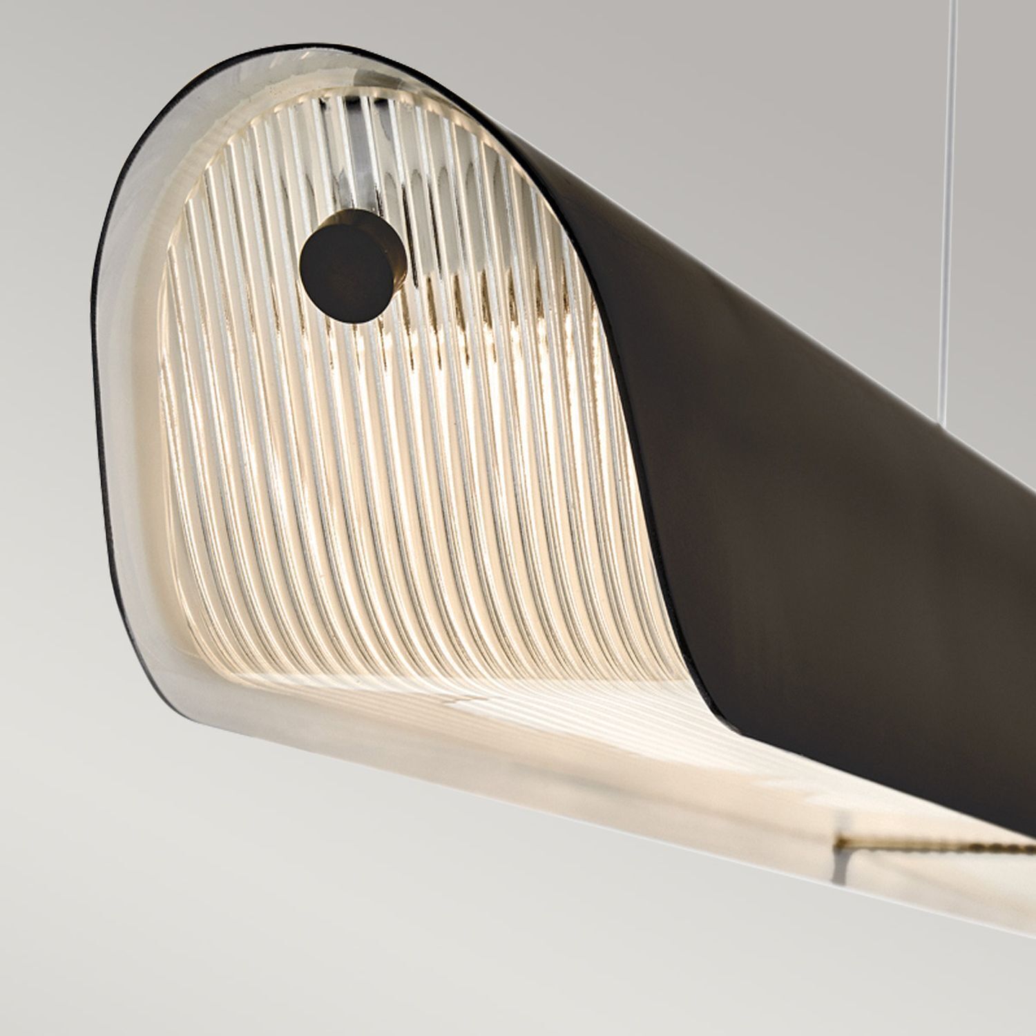 Suspension LED 116,8 cm de long Métal Verre Noir Moderne