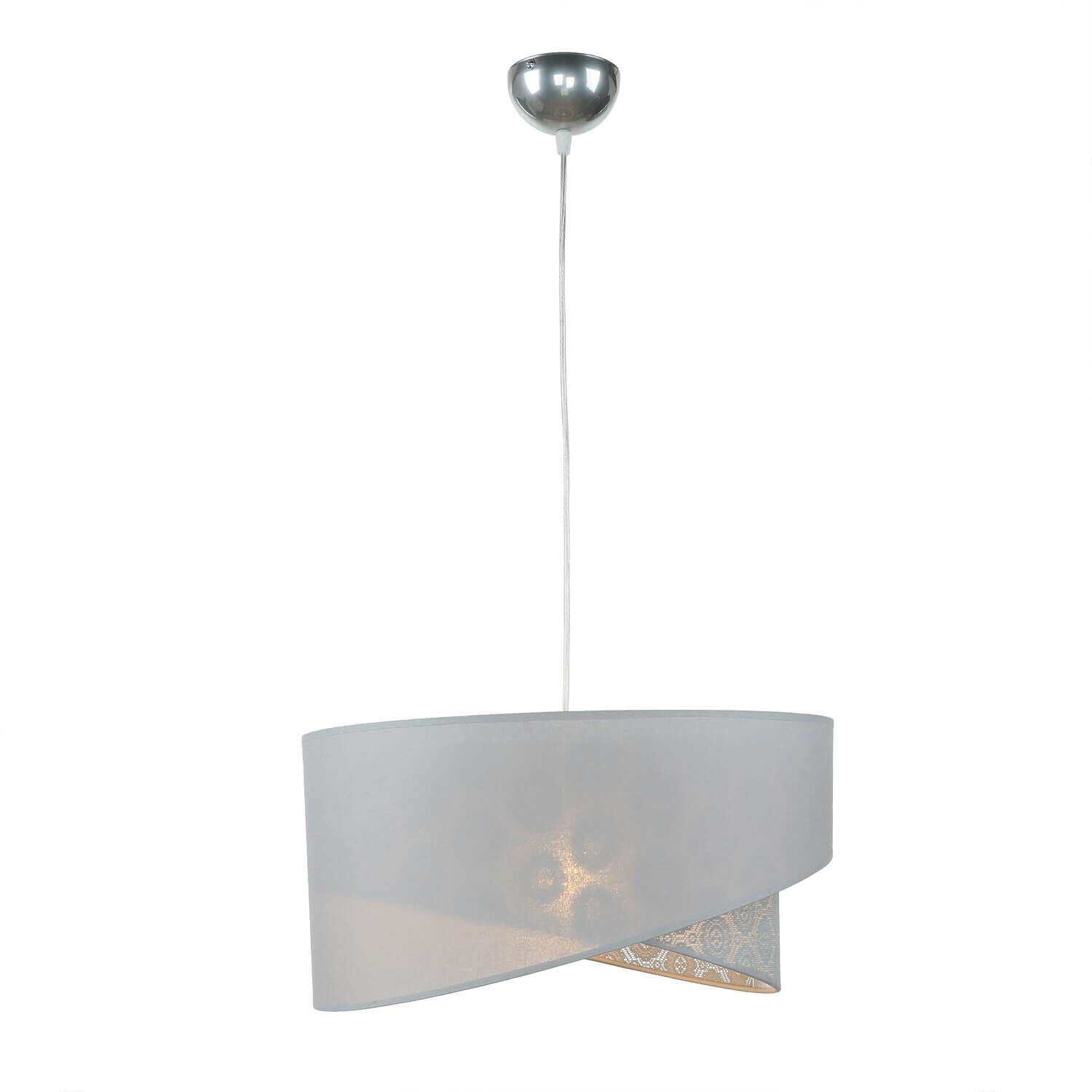 Lampe à suspendre grise tissu dentelle SELMA Chambre à coucher Lampe, Kronleuchter