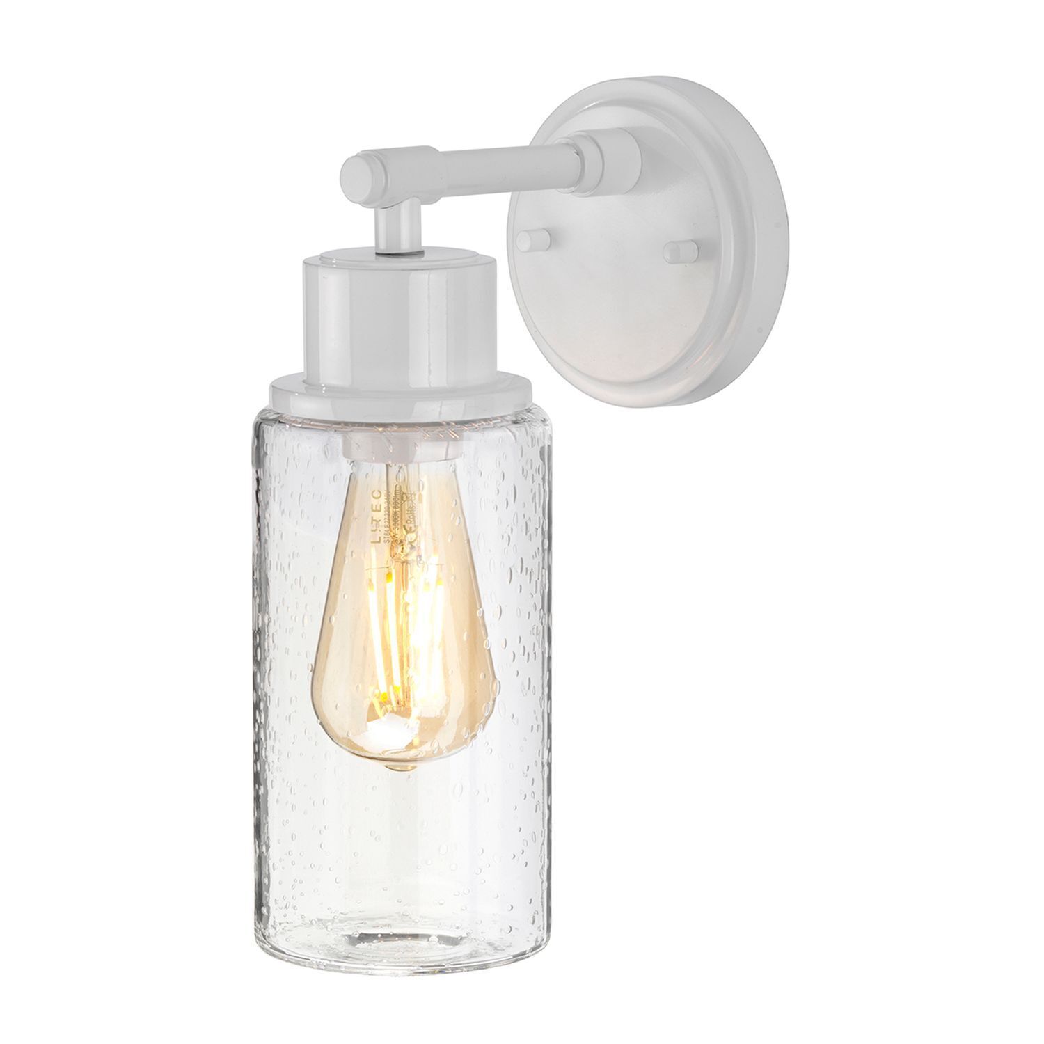 Luminaire de salle de bain industriel IP44 Blanc Abat-jour en verre