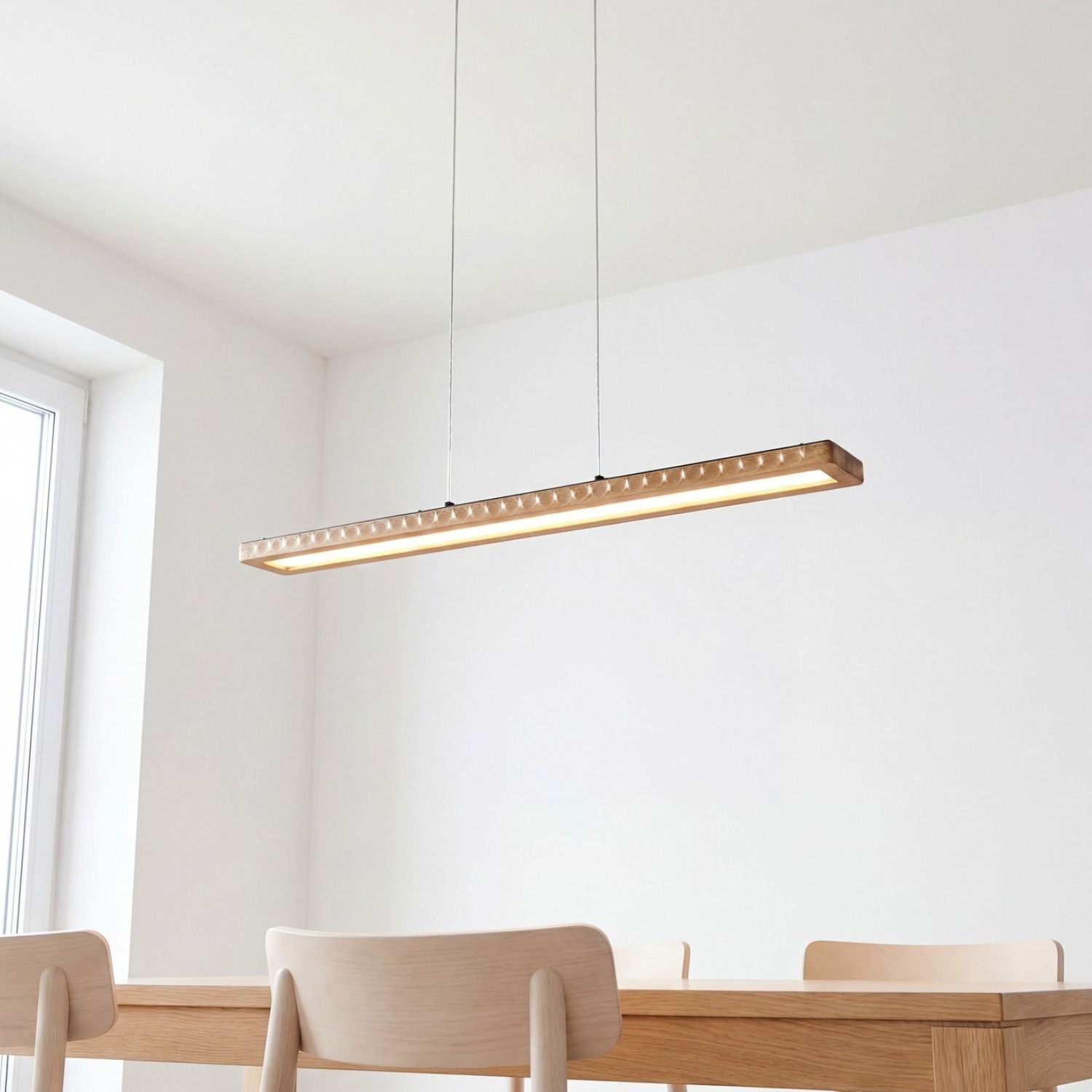 haengelampe-wohnzimmerlampe-holz-led-leuchte-dimmbar-saalweil-1x-led-mit-20w-leuchtmittel-inklusive-schwarz-natur-le116053-01 hängende Leuchte, LED-Lampe, Küchenlampe, Modernes Design, Holz-Akzent