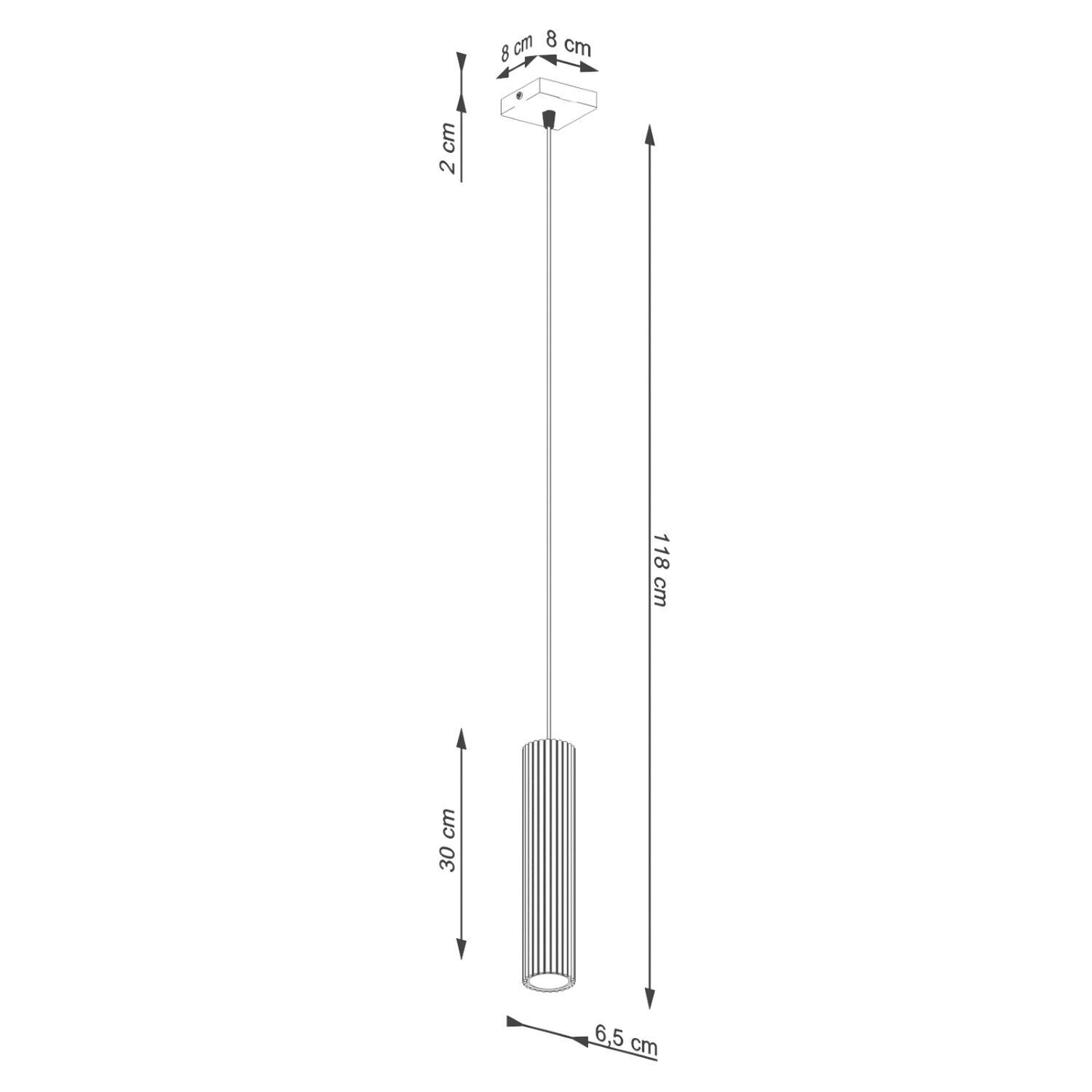 Lampe à suspendre rouge étroite Ø 8 cm H : max. 118 cm GU10