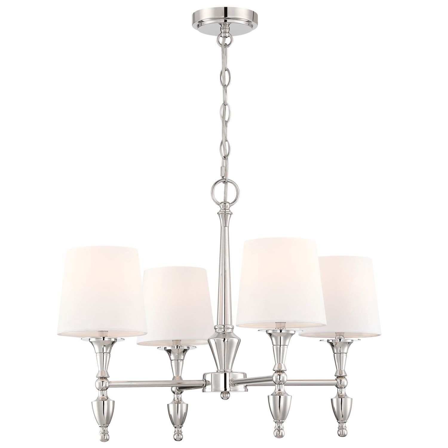 Kronleuchter mit Schirm B: 61 cm Nickel Weiß E27 Metall Stoff