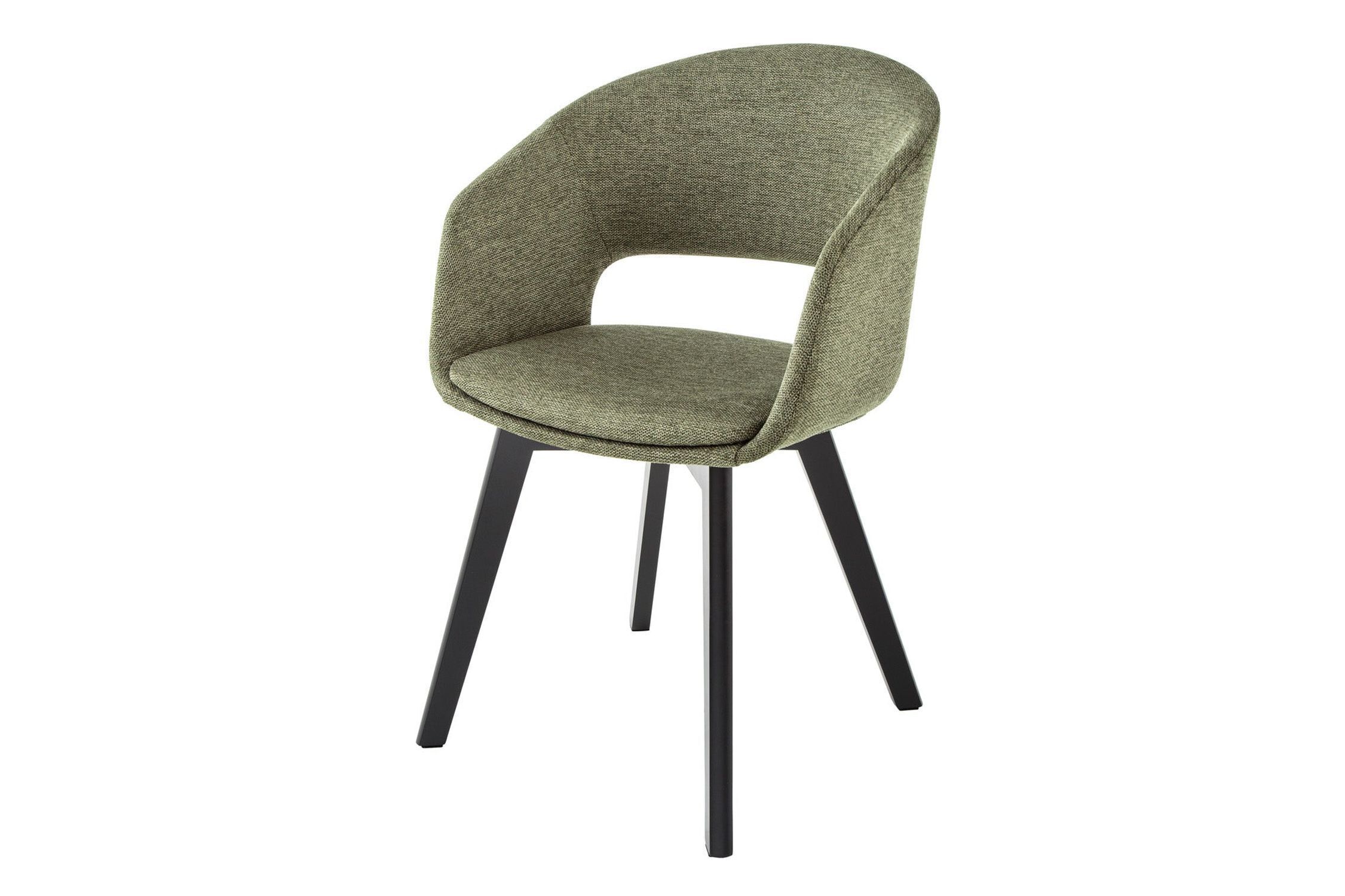 Chaise de salle à manger Tissu Métal avec accoudoirs Vert Noir