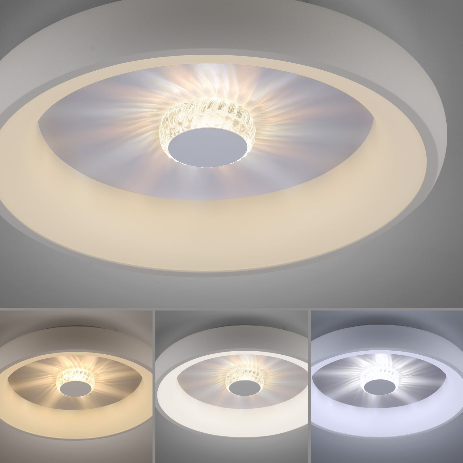 Lampe de plafonnier LED à intensité variable Télécommande effet cristal Deckenleuchte, Leuchte