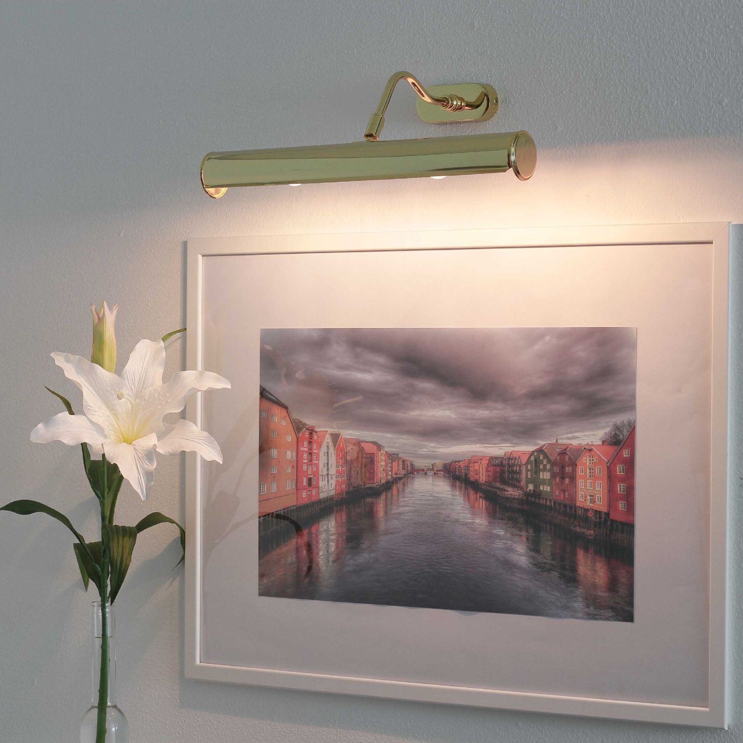 Lampe à tableau en laiton véritable doré 24 carats 40cm
