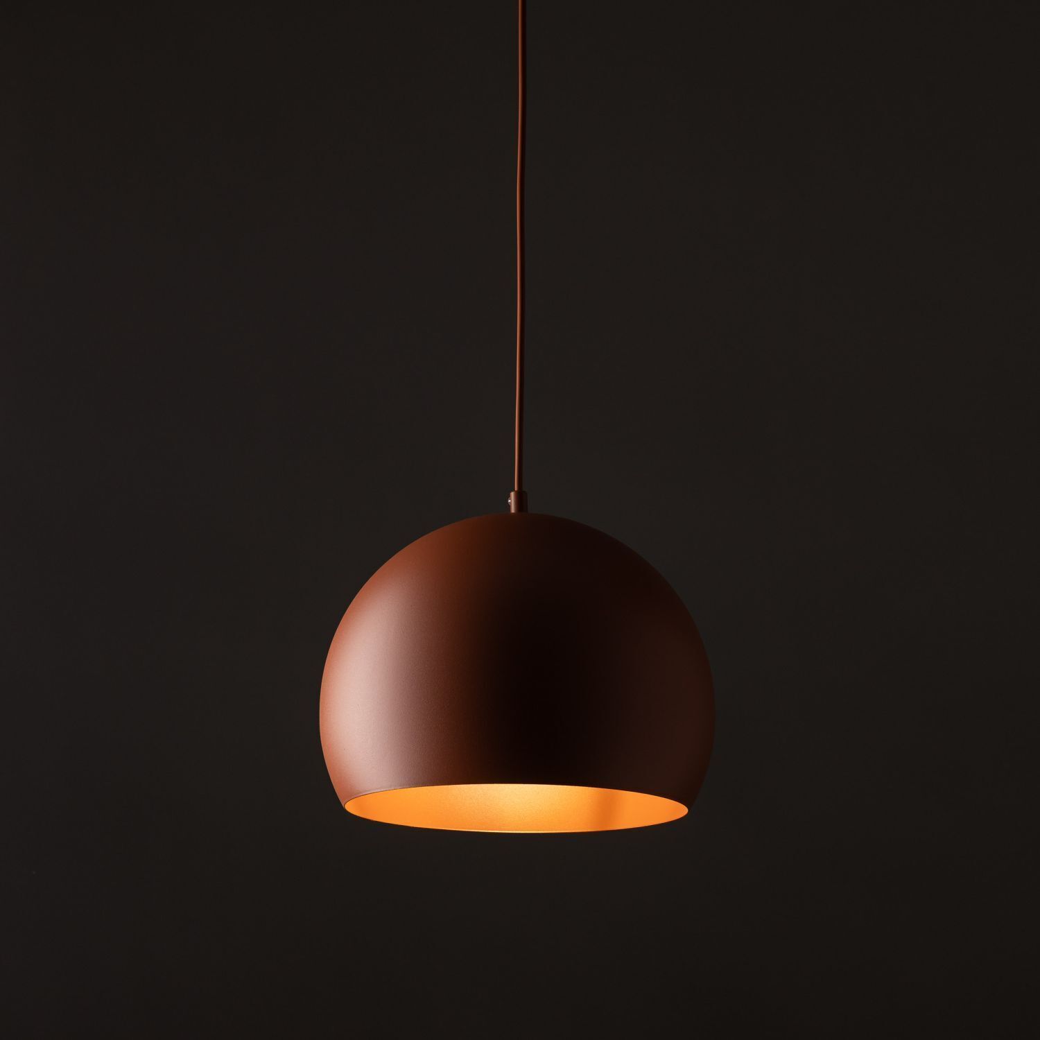 Lampe à suspendre métal ronde Ø 27 cm rouge réglable E27 boule rétro