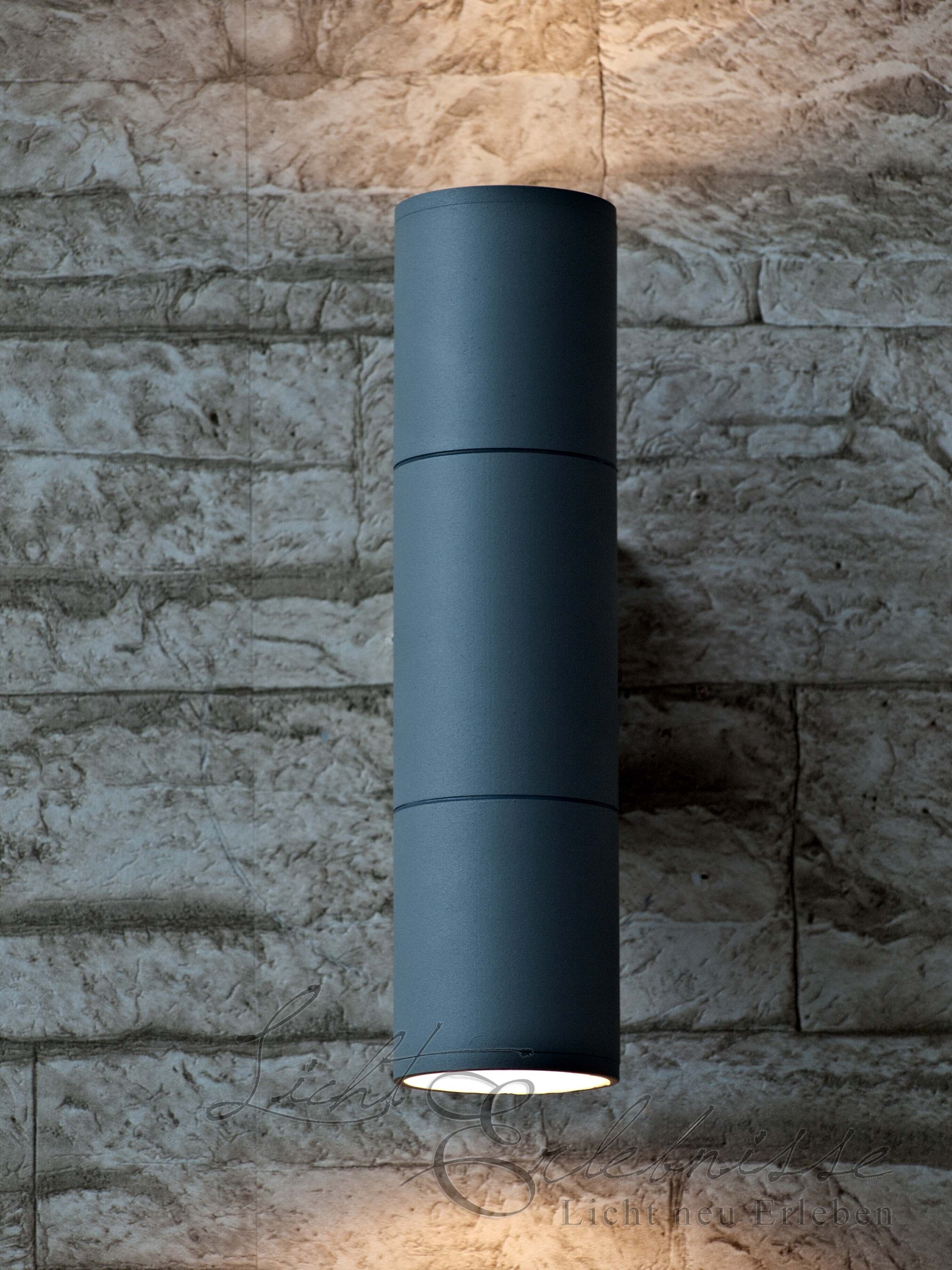 Up&Downstrahler Aussenleuchte in grau Lampe, Zylinder, Architektur, Gebäude, Mauer
