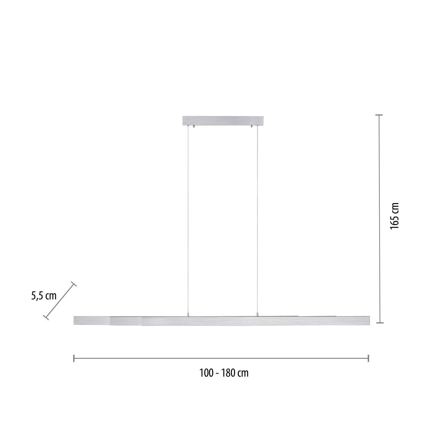 Suspension à LED en aluminium 13 W 165 cm allongée