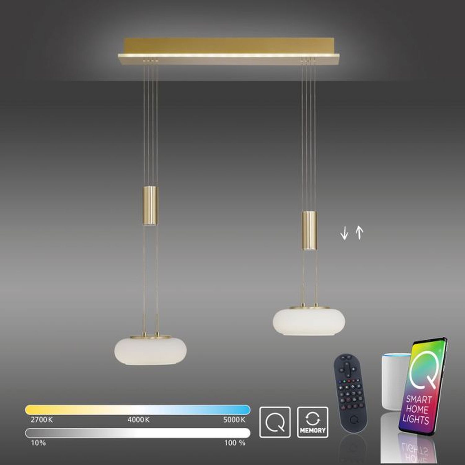 LED Hängelampe Glas in Messing 2-flammig Fernbedienung Lampe, Elektronik, Telefon, Handy