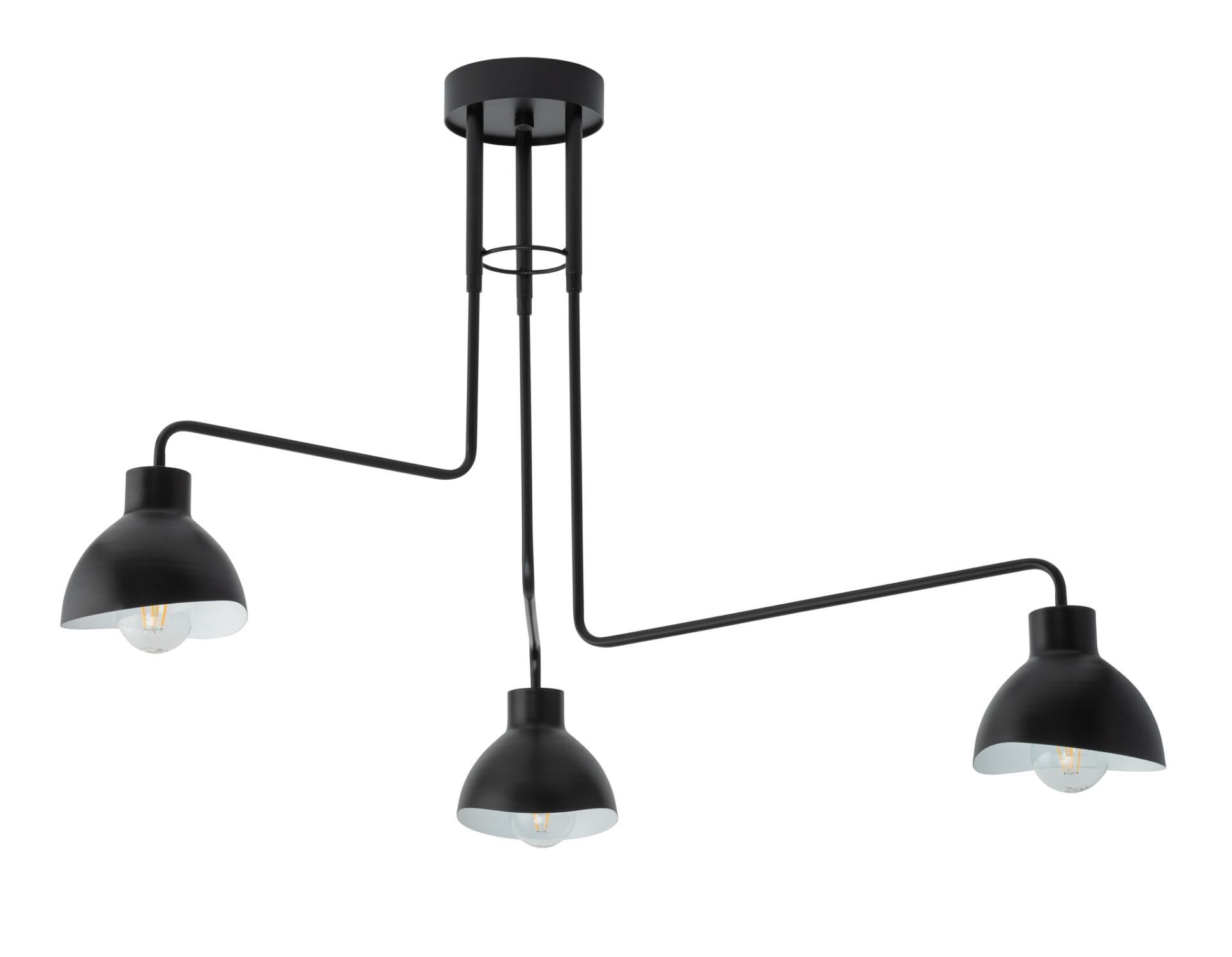 Plafonnier stylé noir blanc E27 3 flammes