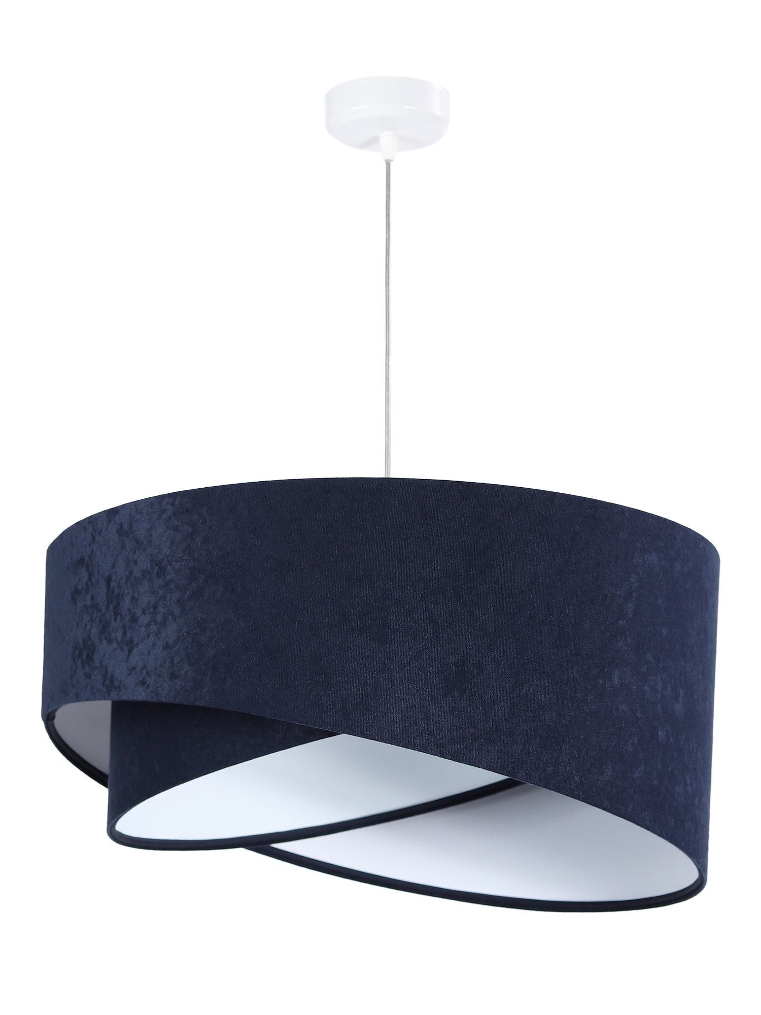 Suspension Abat-jour Bleu Blanc Tissu rond Ø50cm