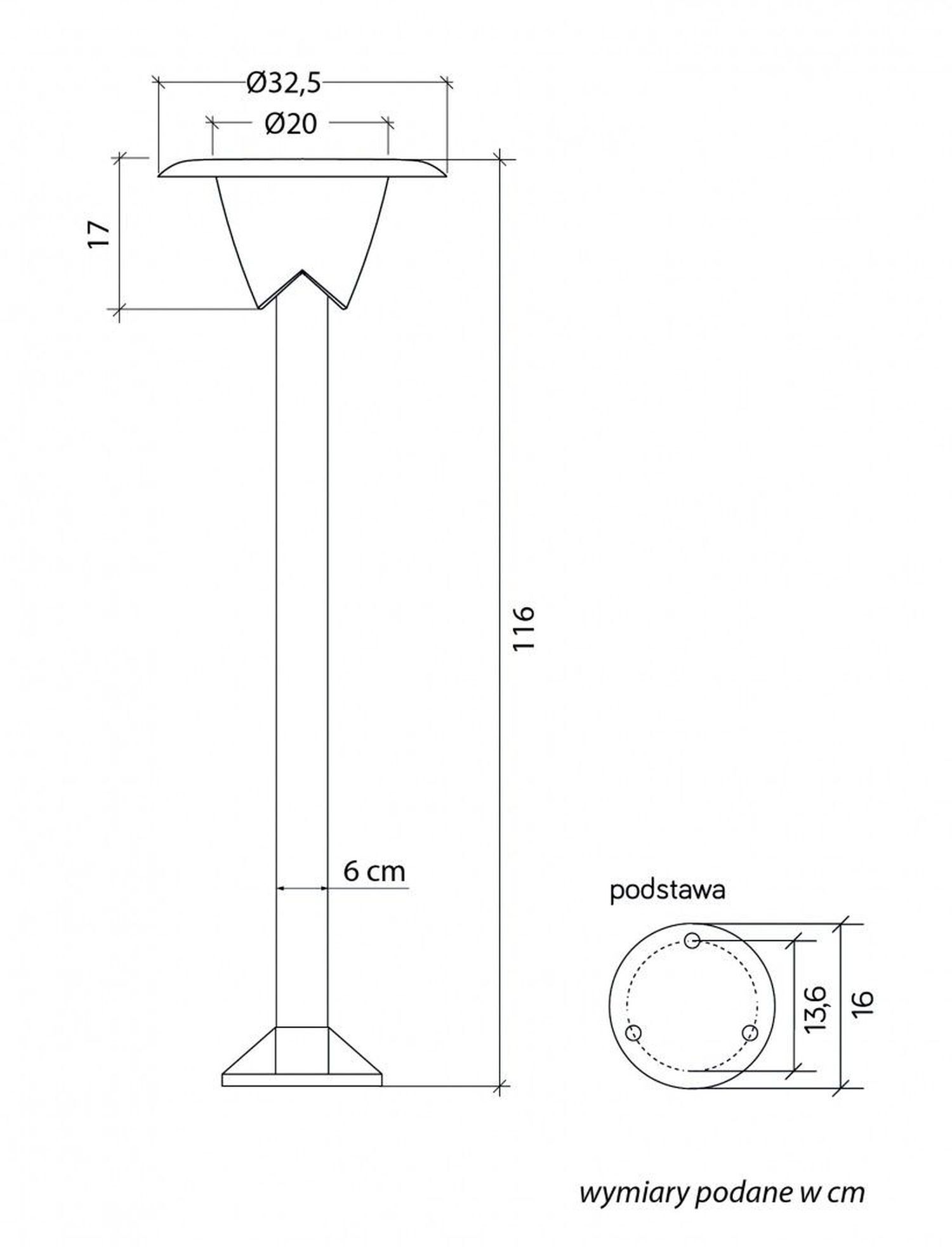 bodenlampe, lampe, fuß, grundplatte, abmessungen