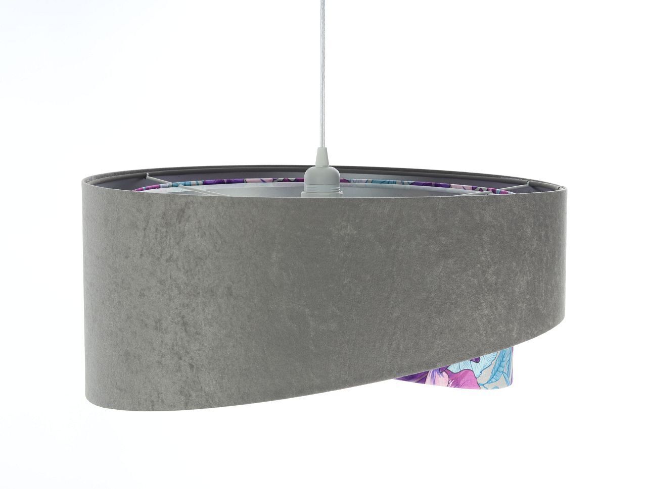 Suspension Gris Violet Argent Ø 50 cm Aspect velours Tissu
