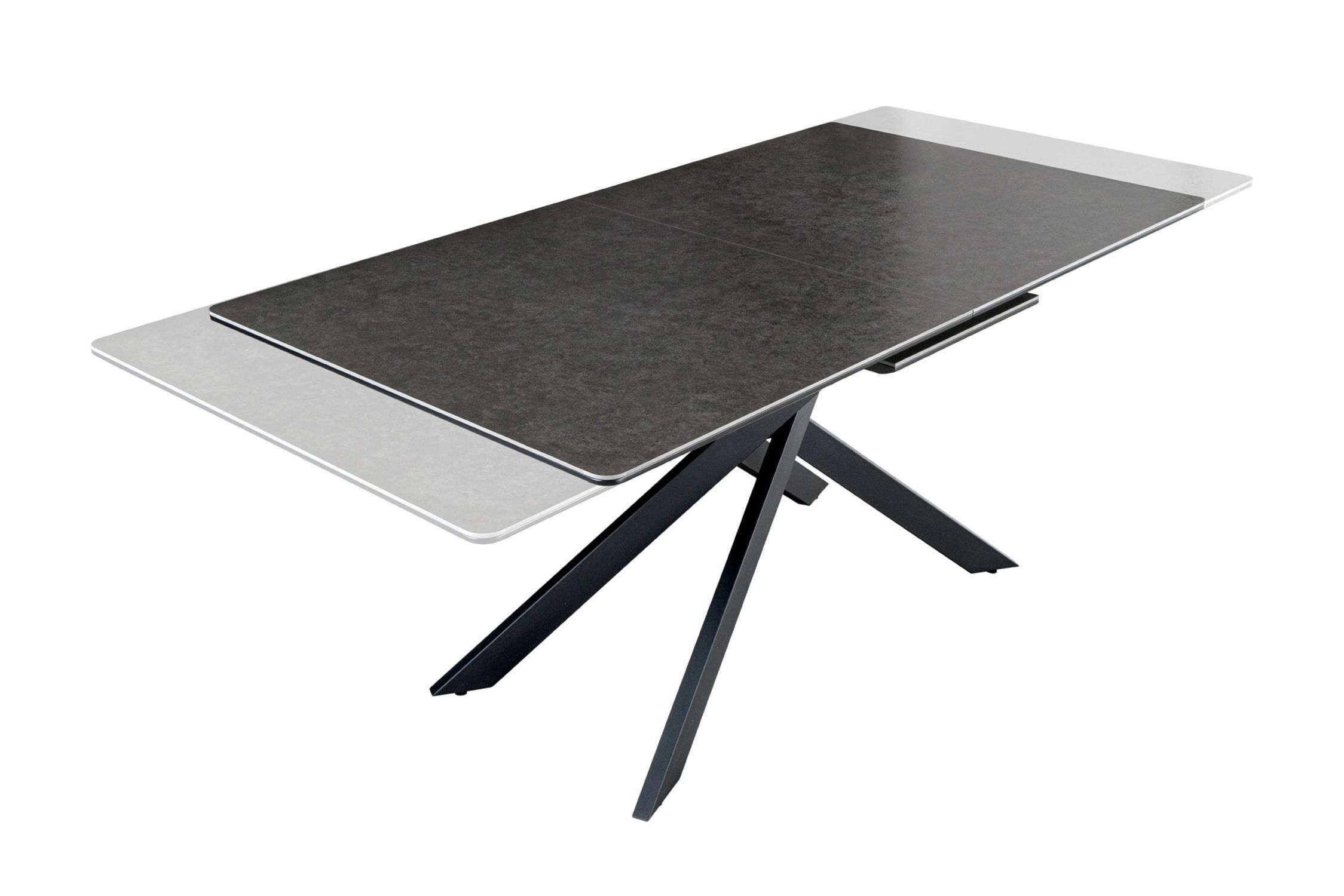 Table de salle à manger extensible céramique métal anthracite noir