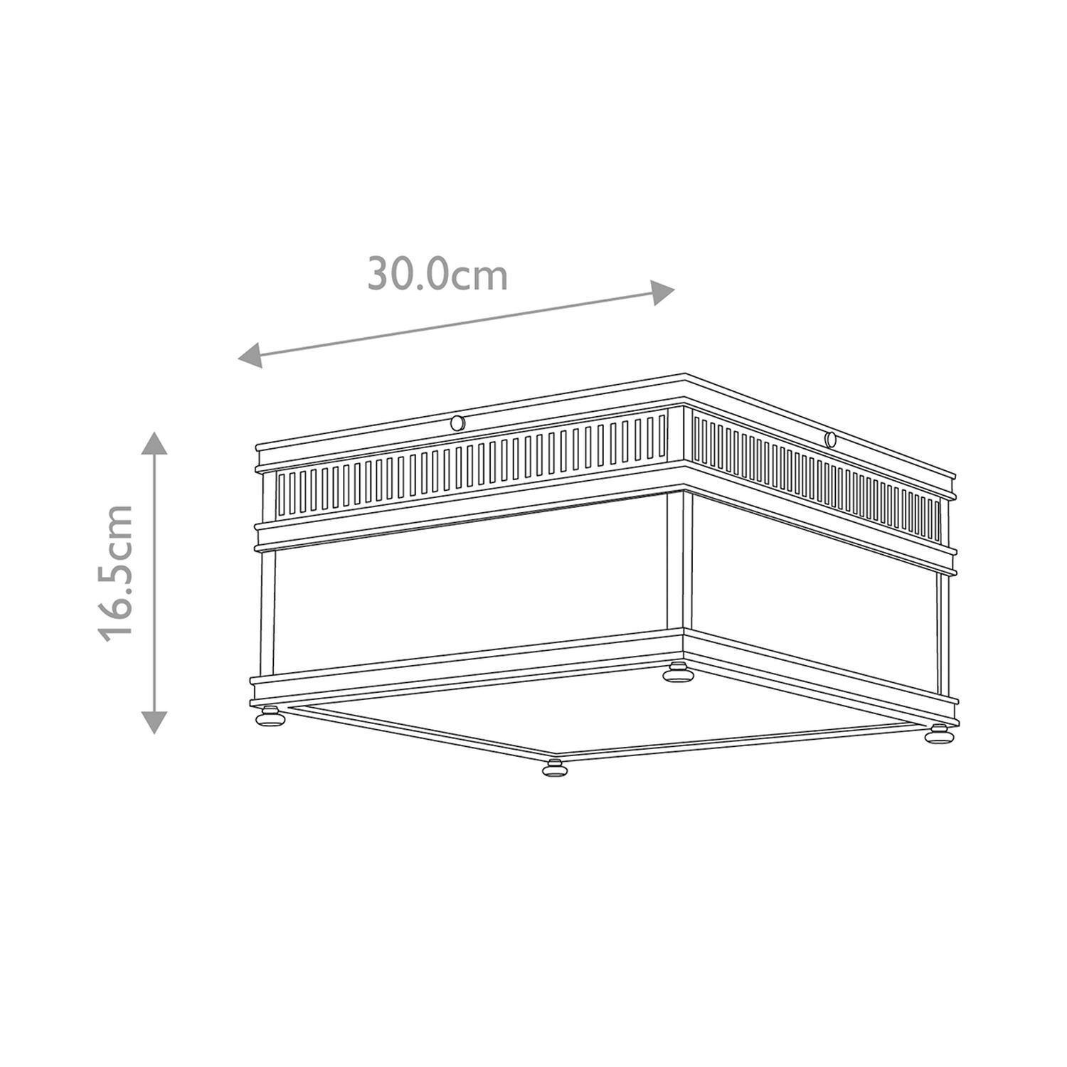 Plafonnier extérieur laiton verre E27 IP44 30 cm de large