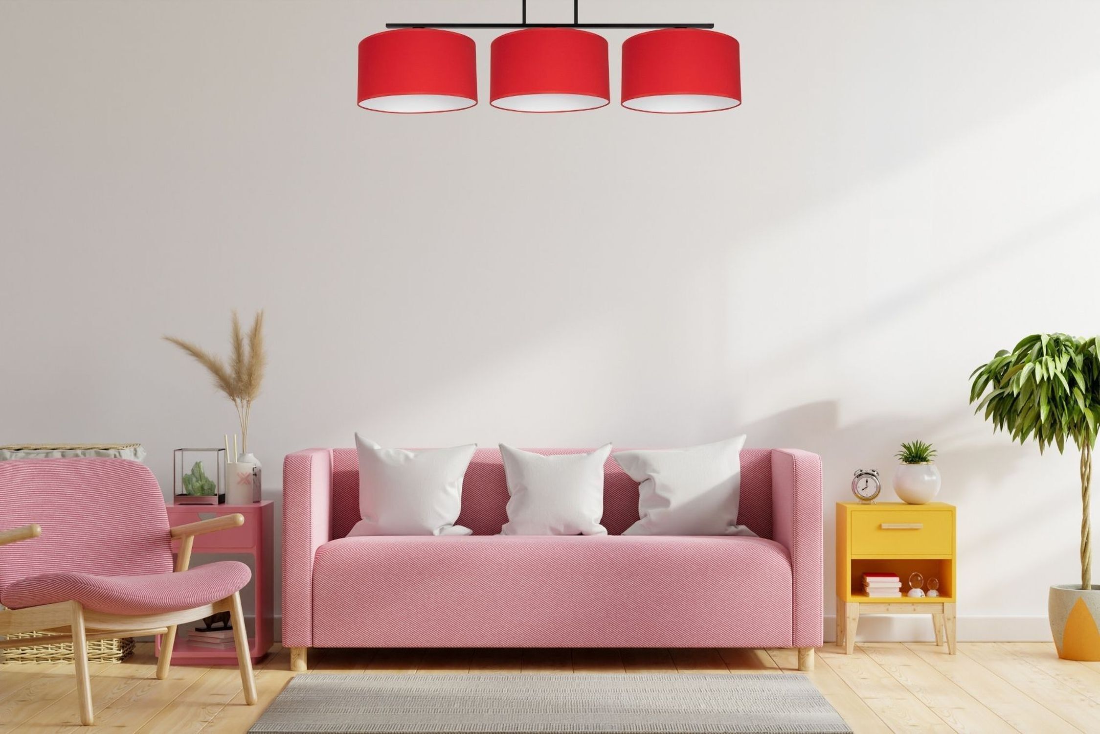 Plafonnier confortable Tissu Noir Rouge E27 100 cm Wohnzimmer, Dekoration Ihres Zuhauses, Lampe, Pflanze, Couch