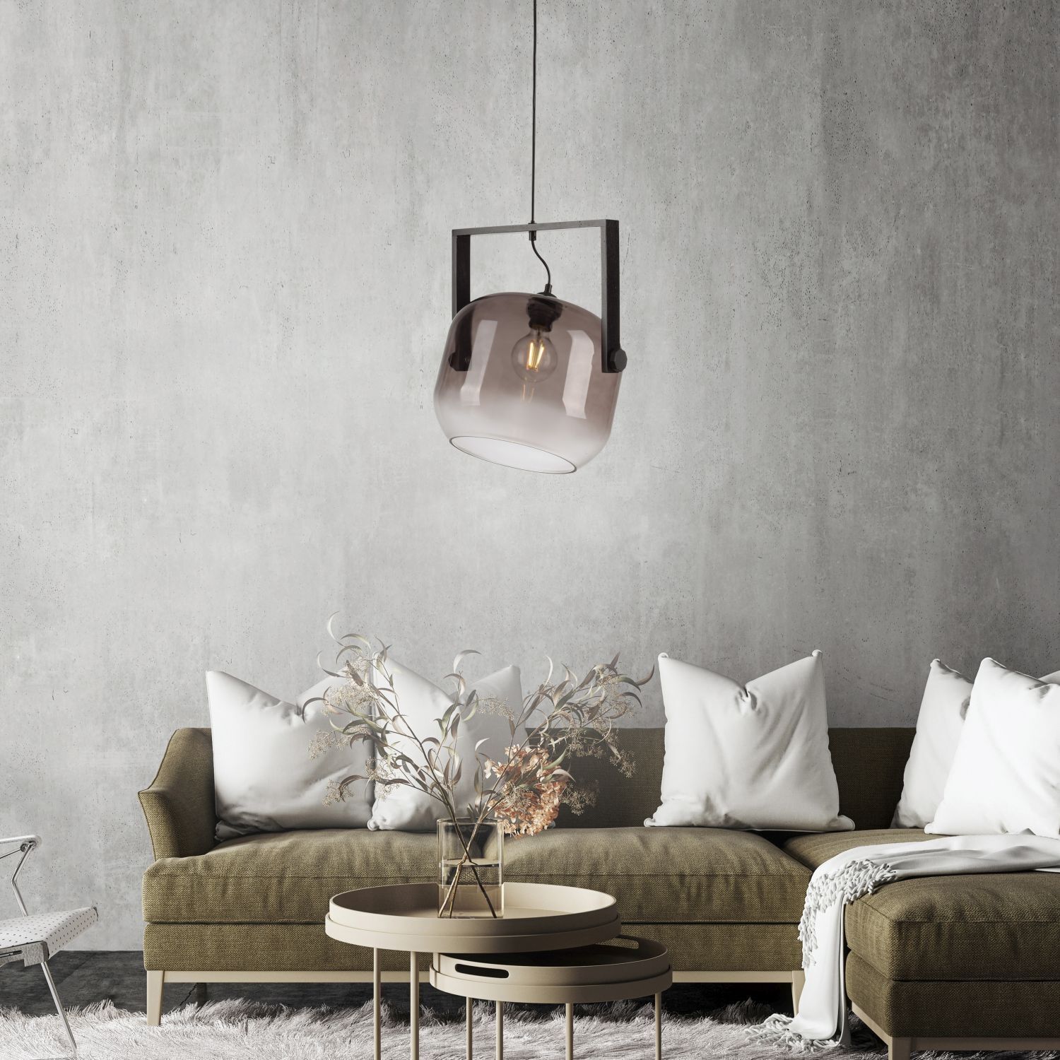 Blendarme Lampe à suspendre verre métal L:35 cm E27 Industrie Dekoration für Zuhause, Kissen, Wohnzimmer, Lampe, Innenarchitektur