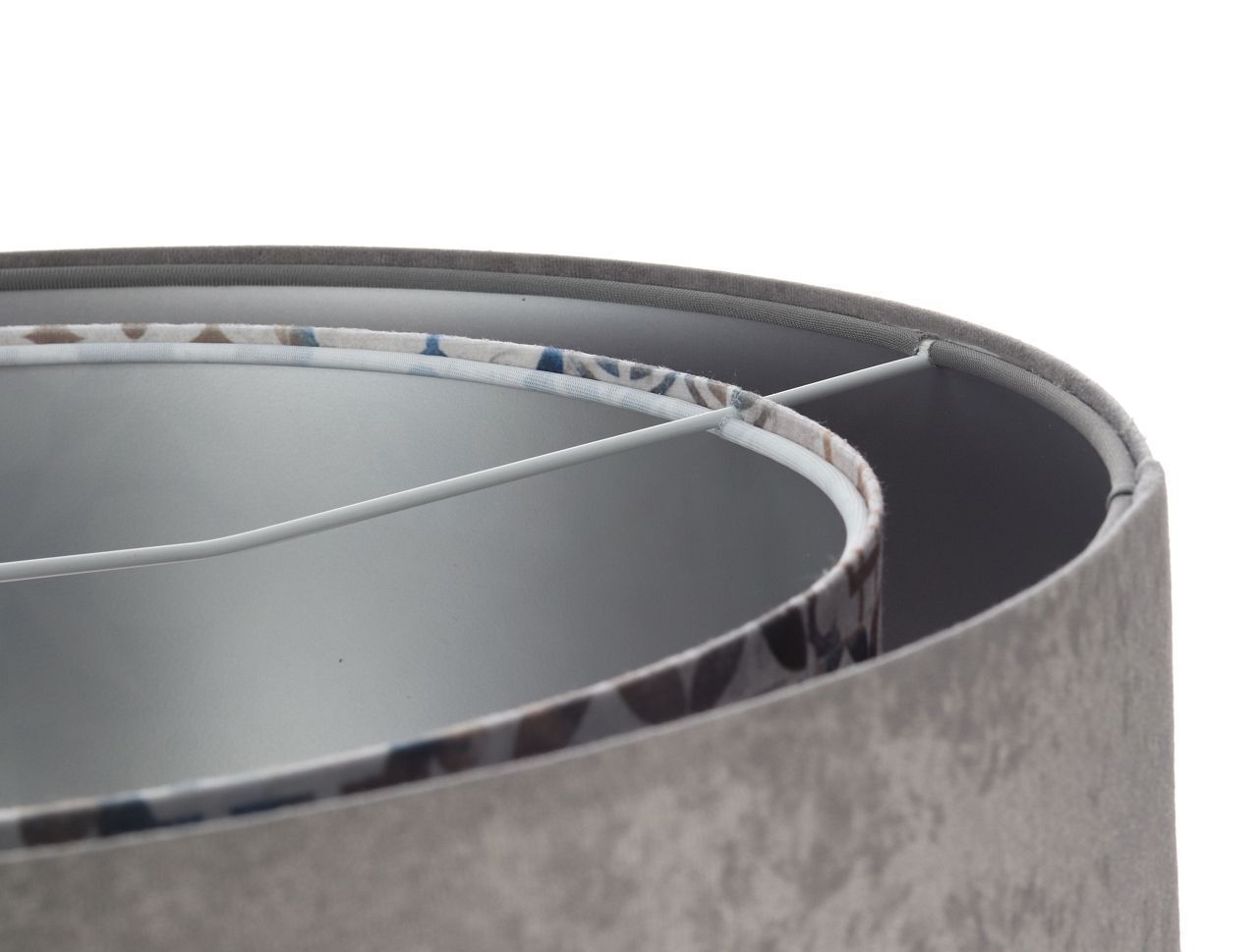 Pendelleuchte Stoffschirm Ø 50 cm Grau Beige Silber E27 Pendelleuchte Stoffschirm Ø 50 cm Grau Beige Silber E27