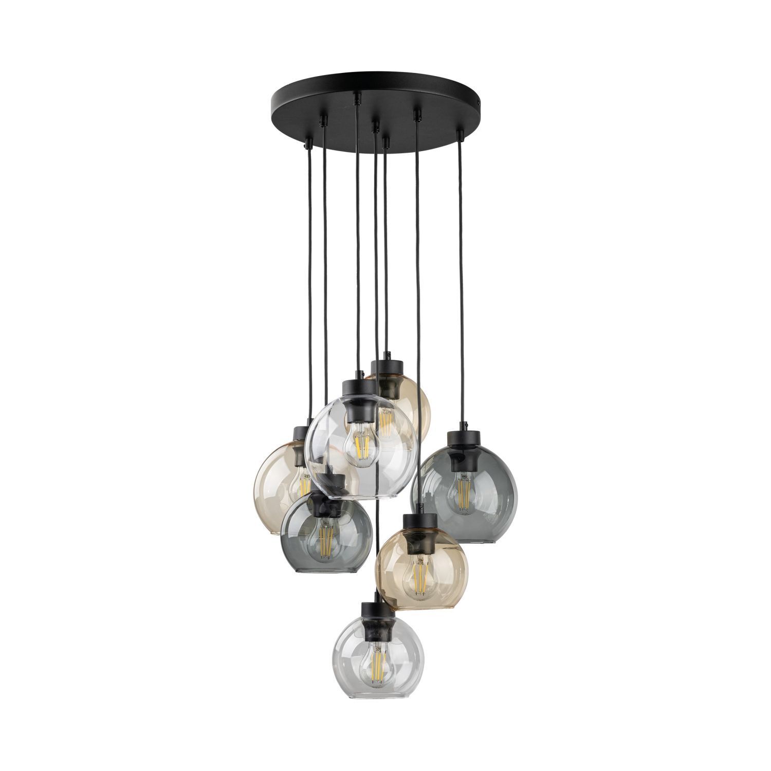 Lampe à suspendre verre fumé H : max. 140 cm réglable 7x E27