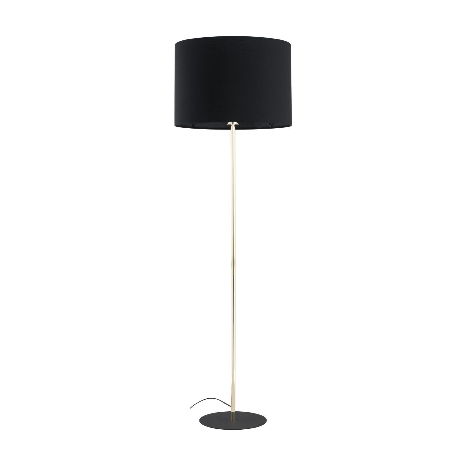 Lampadaire salon 160 cm tissu métal or noir E27