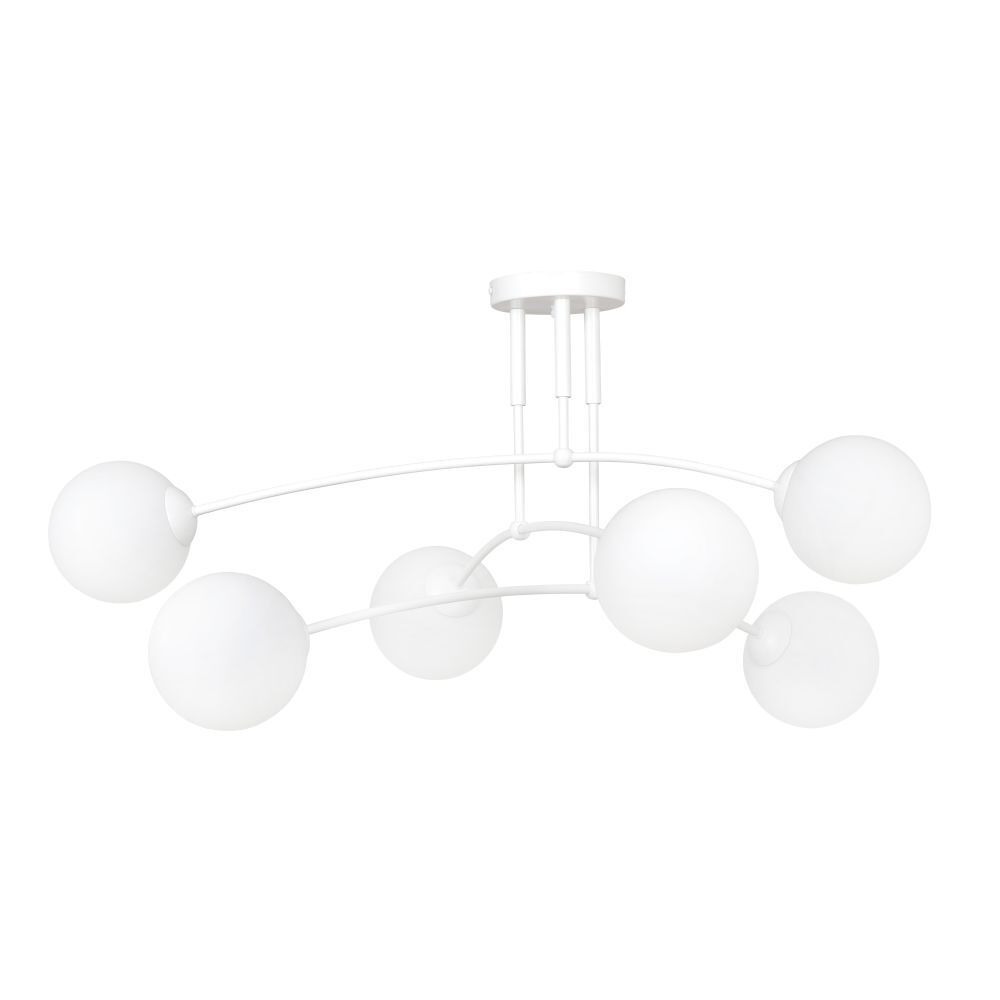 Plafonnier blanc Moderne Verre Boule Abat-jour 6x E14