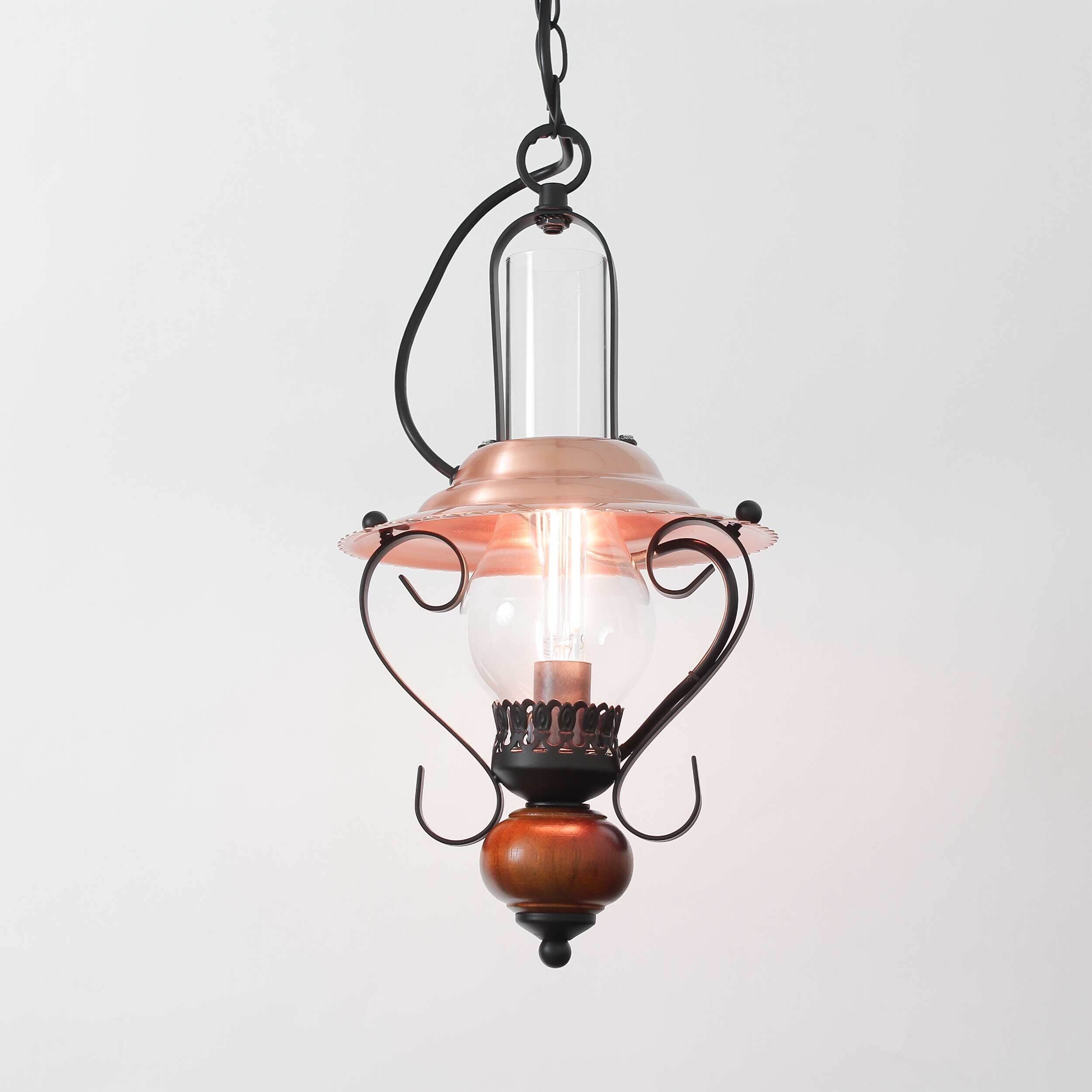 Lampe à suspendre rustique ENNA avec abat-jour en verre noir cuivre Lampe, Kronleuchter, Leuchte